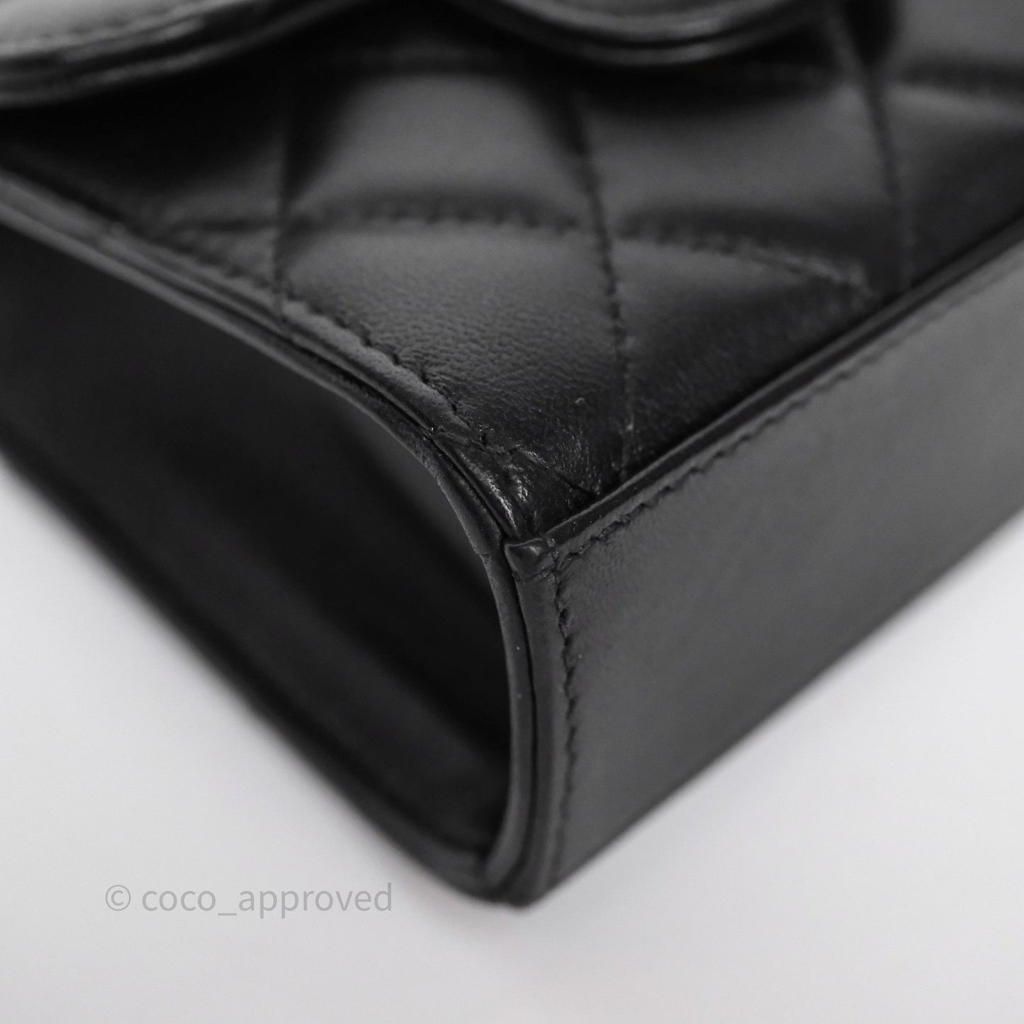 Chanel Mini Handle Clutch With Chain Black Lambskin Gold Hardware