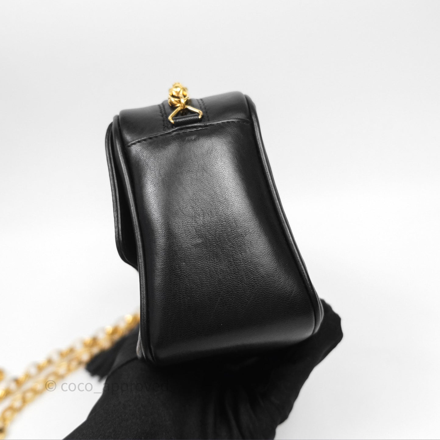 Chanel Vintage CC Camera Bag Black Lambskin 24K Gold Hardware