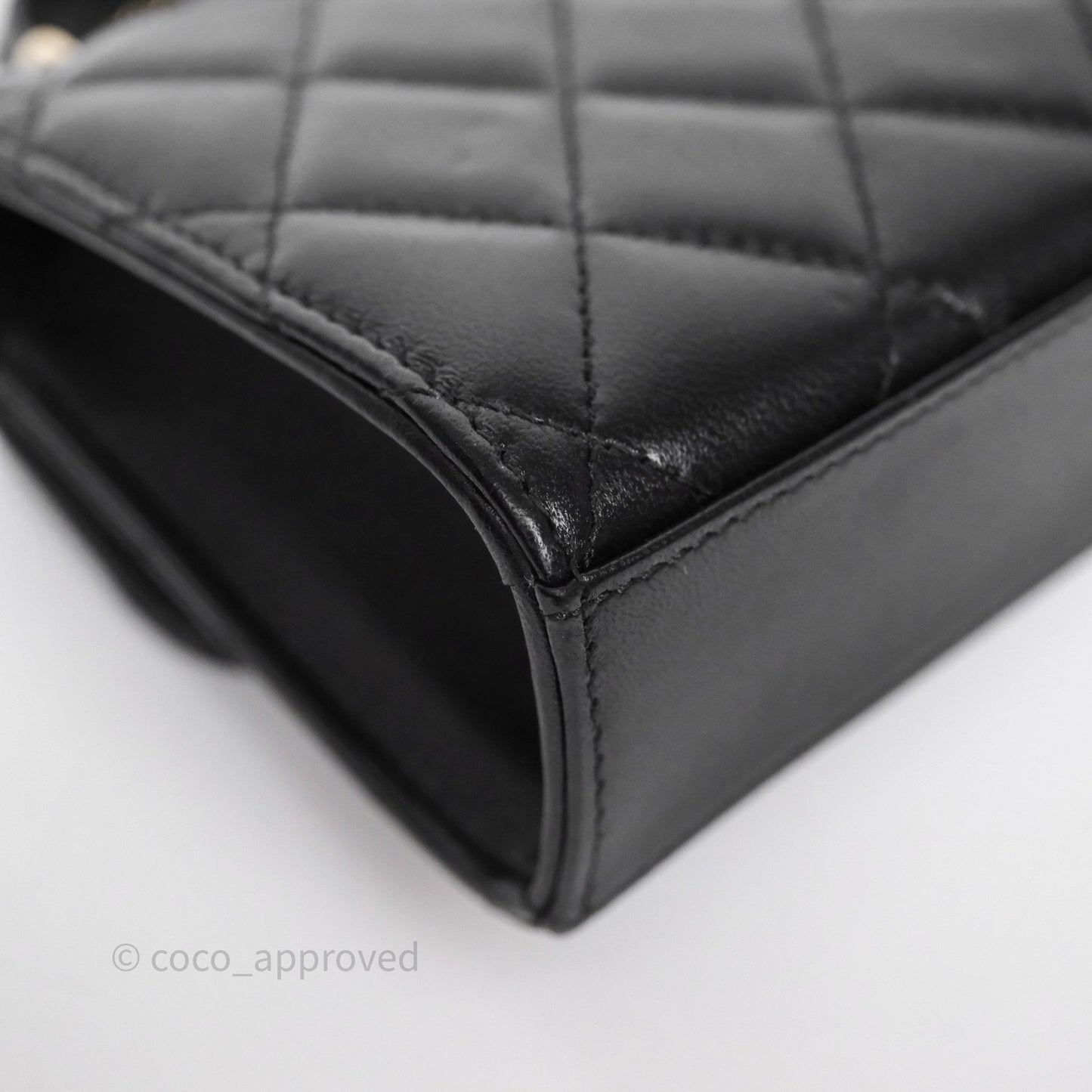 Chanel Mini Handle Clutch With Chain Black Lambskin Gold Hardware
