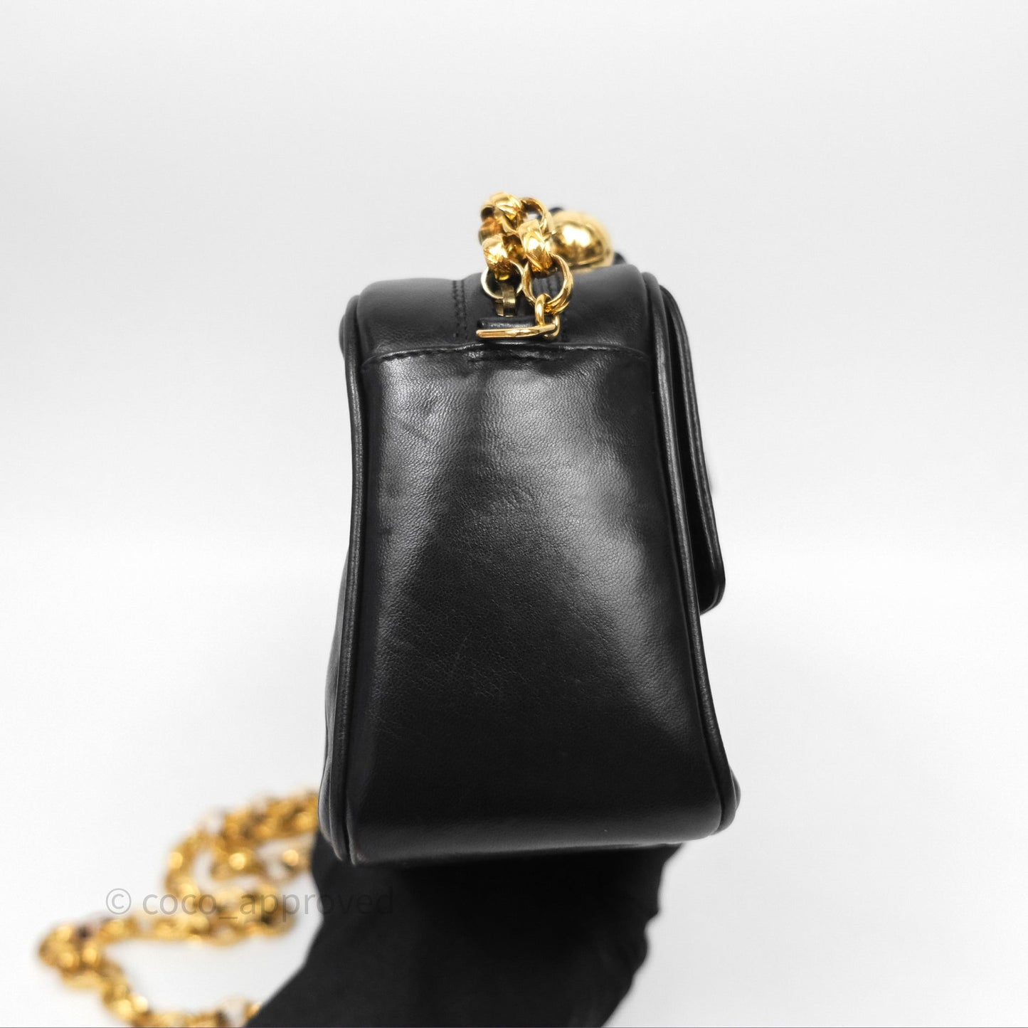Chanel Vintage CC Camera Bag Black Lambskin 24K Gold Hardware