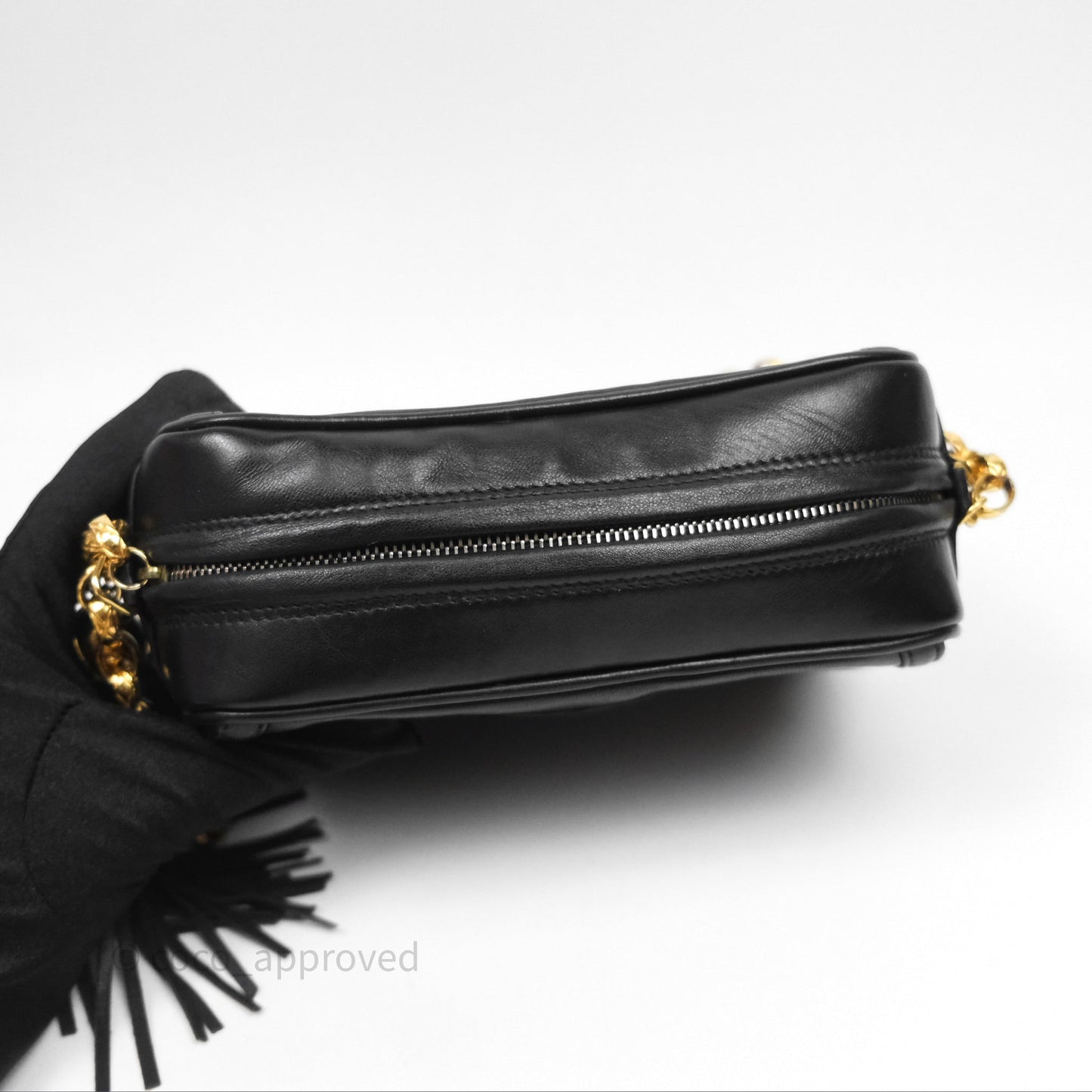 Chanel Vintage CC Camera Bag Black Lambskin 24K Gold Hardware