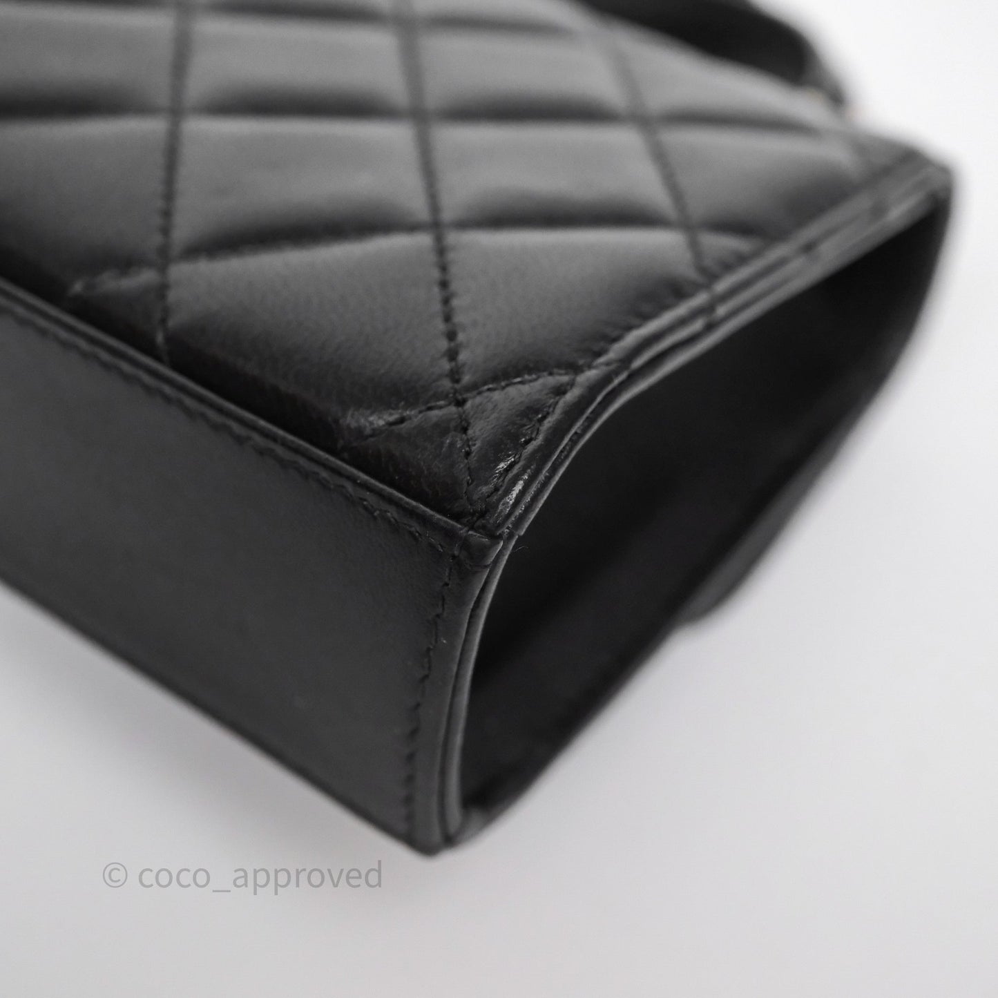 Chanel Mini Handle Clutch With Chain Black Lambskin Gold Hardware