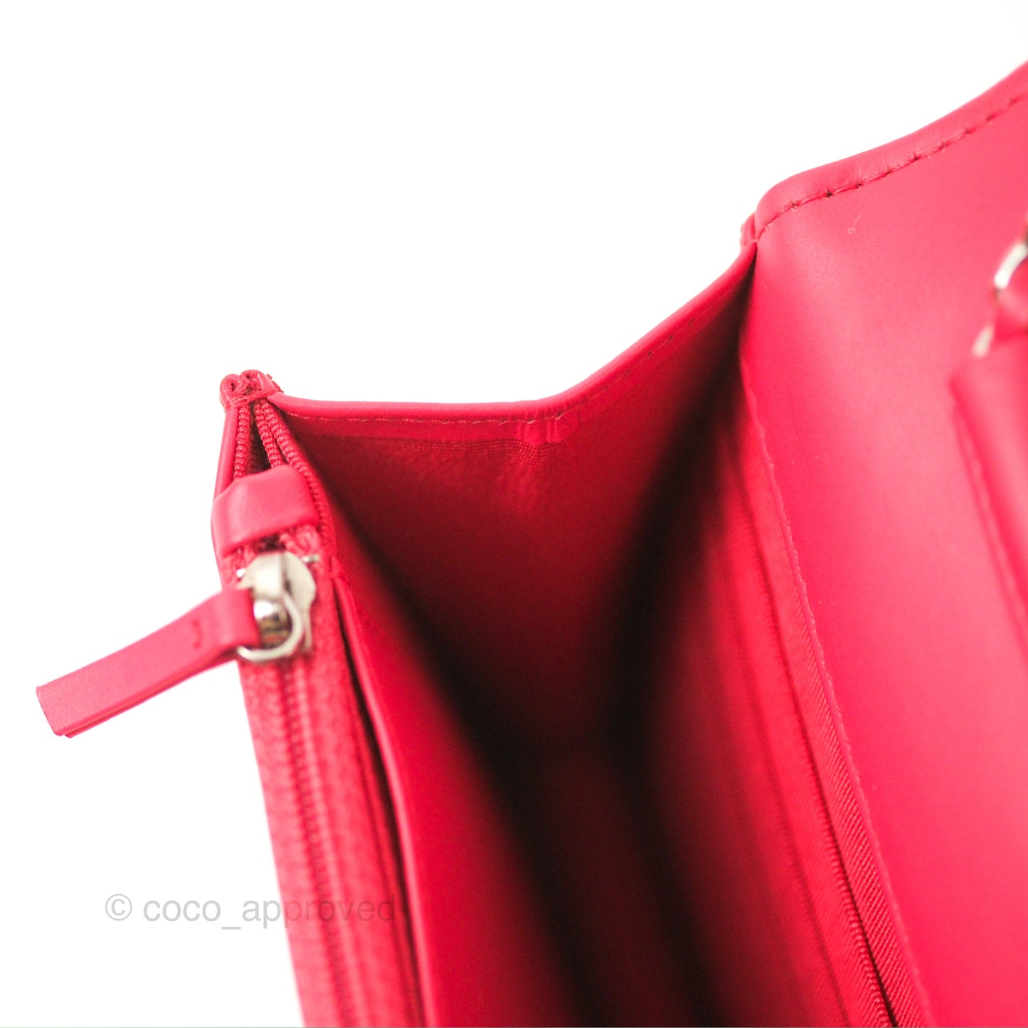Chanel Quilted Classic Wallet on Chain WOC Pink Patent Silver Hardware