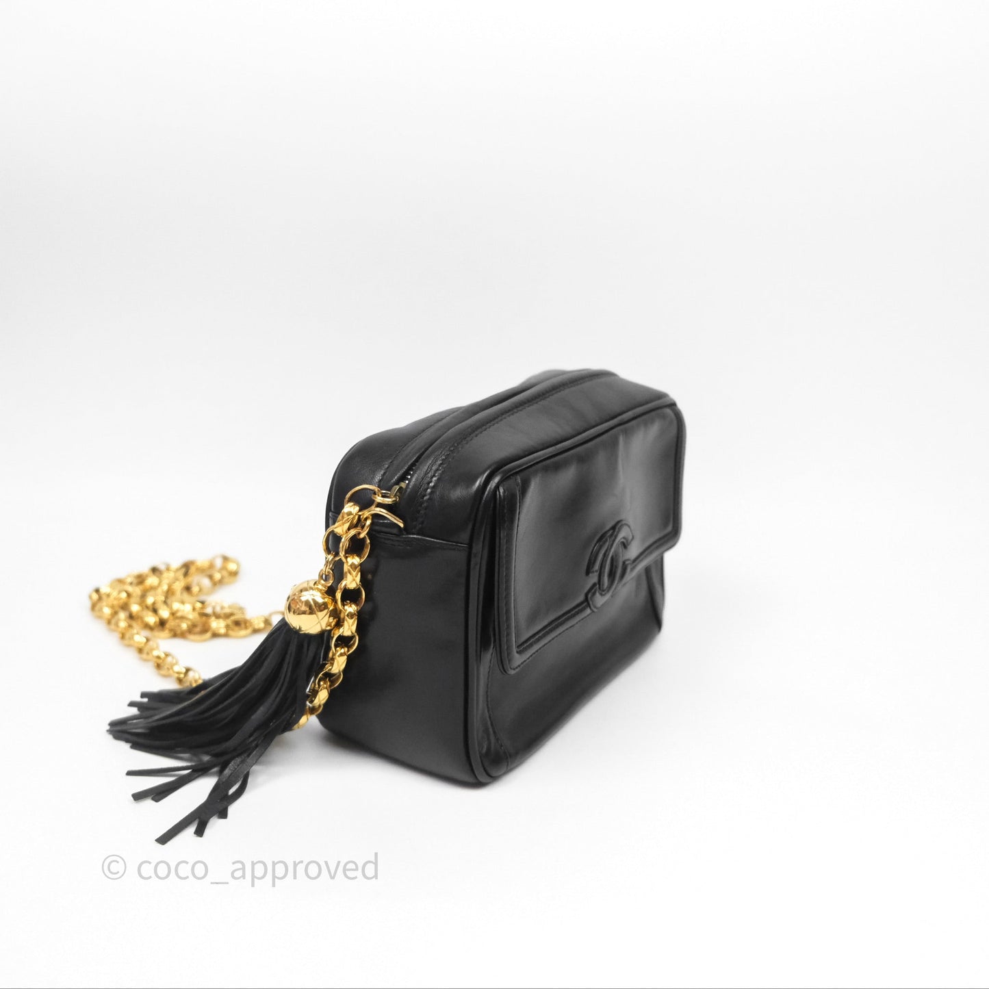 Chanel Vintage CC Camera Bag Black Lambskin 24K Gold Hardware