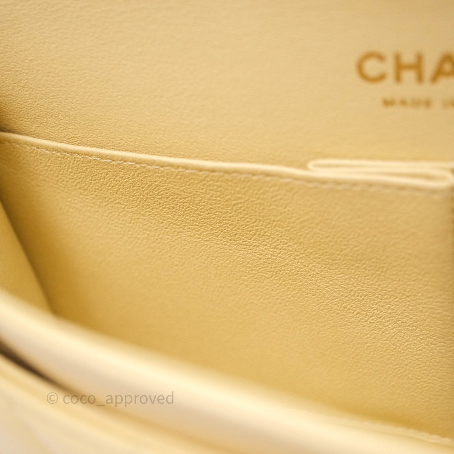 Chanel Small Classic Flap Quilted Yellow Lambskin Gold Hardware