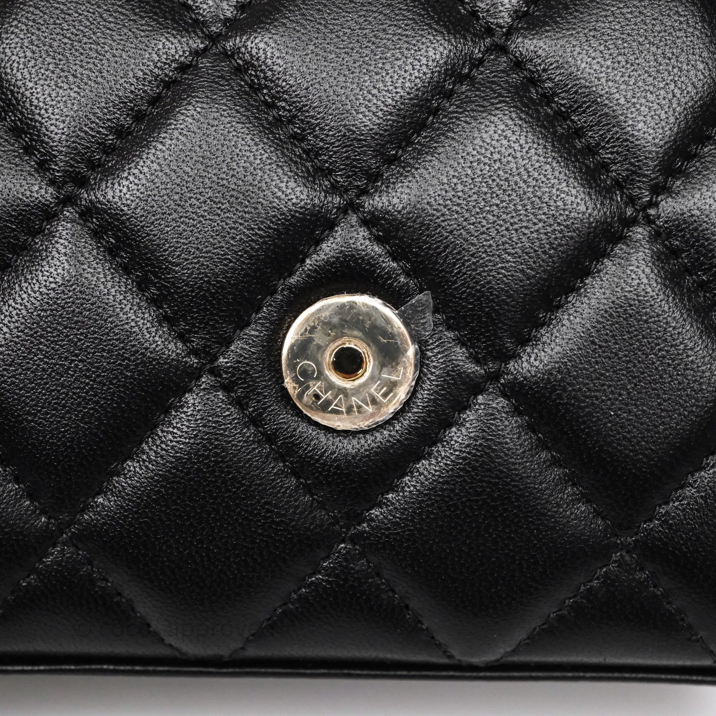 Chanel Mini Handle Clutch With Chain Black Lambskin Gold Hardware