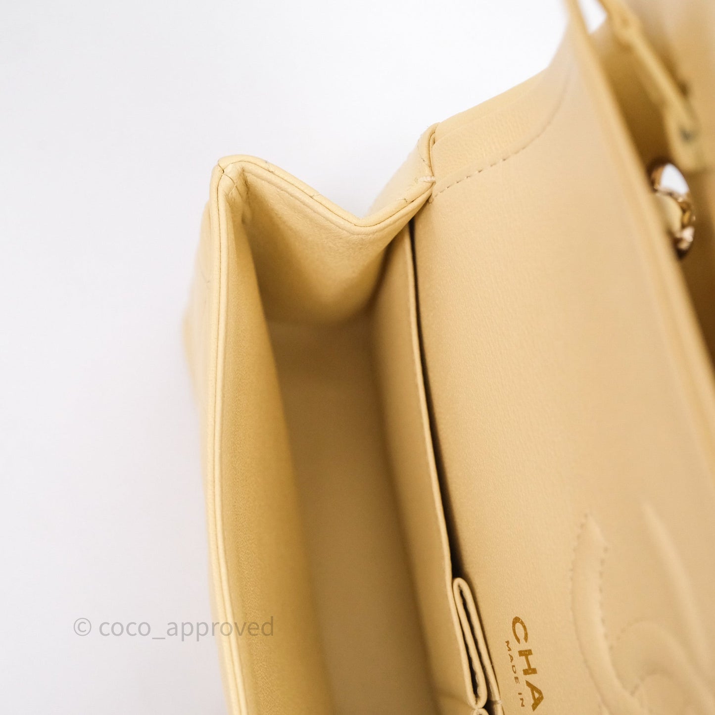 Chanel Small Classic Flap Quilted Yellow Lambskin Gold Hardware