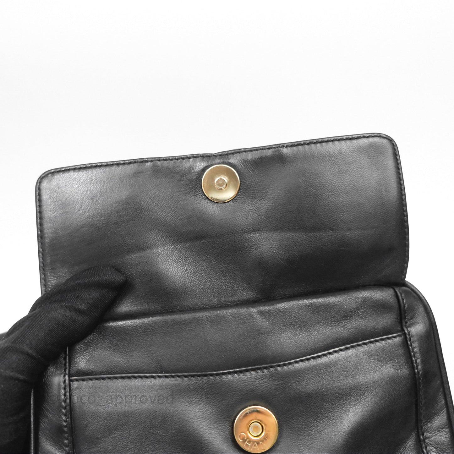 Chanel Vintage CC Camera Bag Black Lambskin 24K Gold Hardware