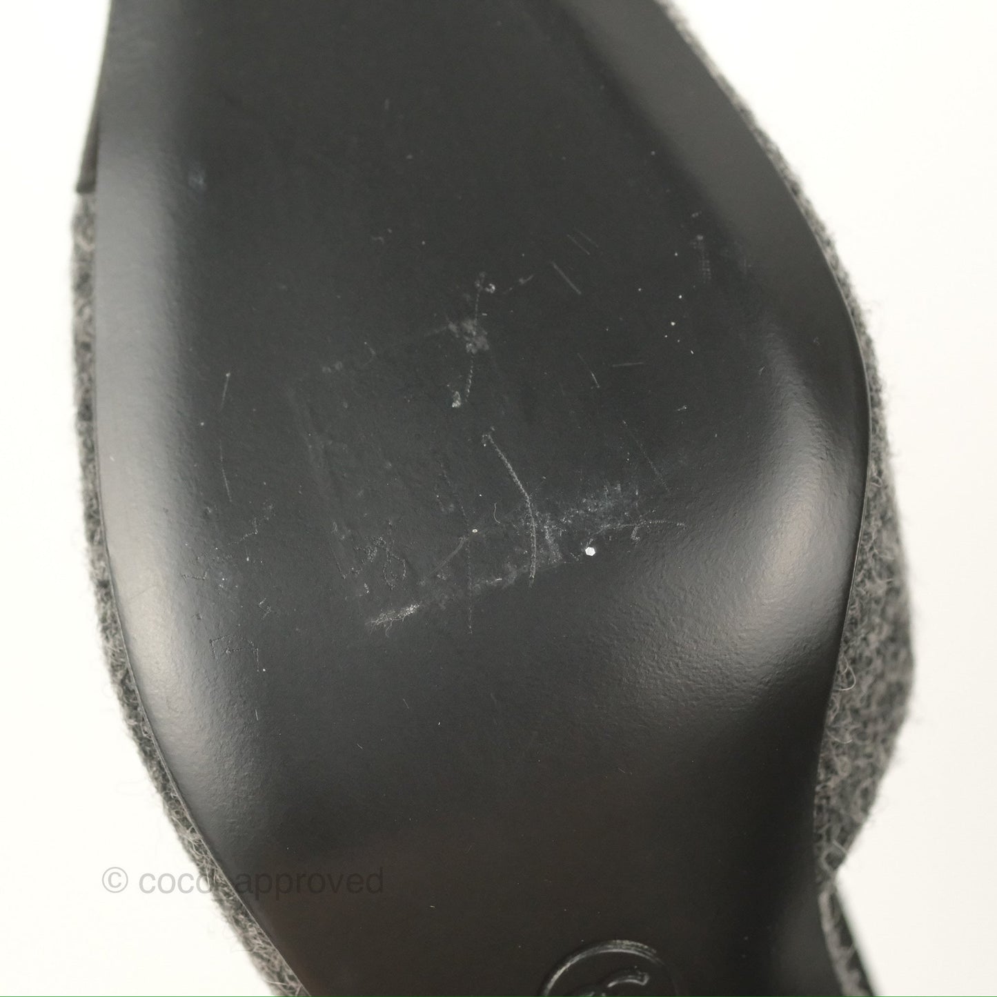 Chanel Slingback Pointed Bow Heels Black/Grey Tweed & Satin Size 38