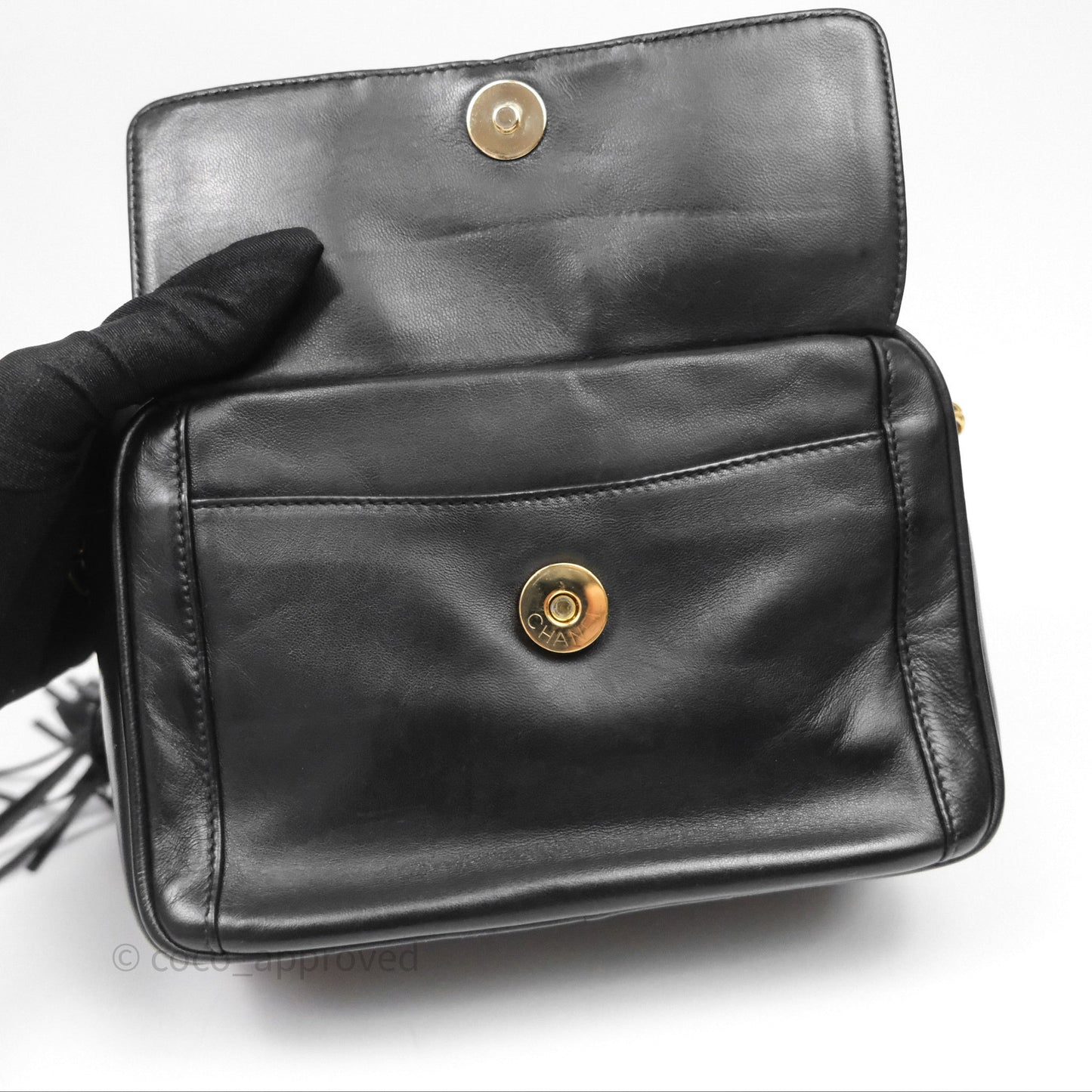 Chanel Vintage CC Camera Bag Black Lambskin 24K Gold Hardware