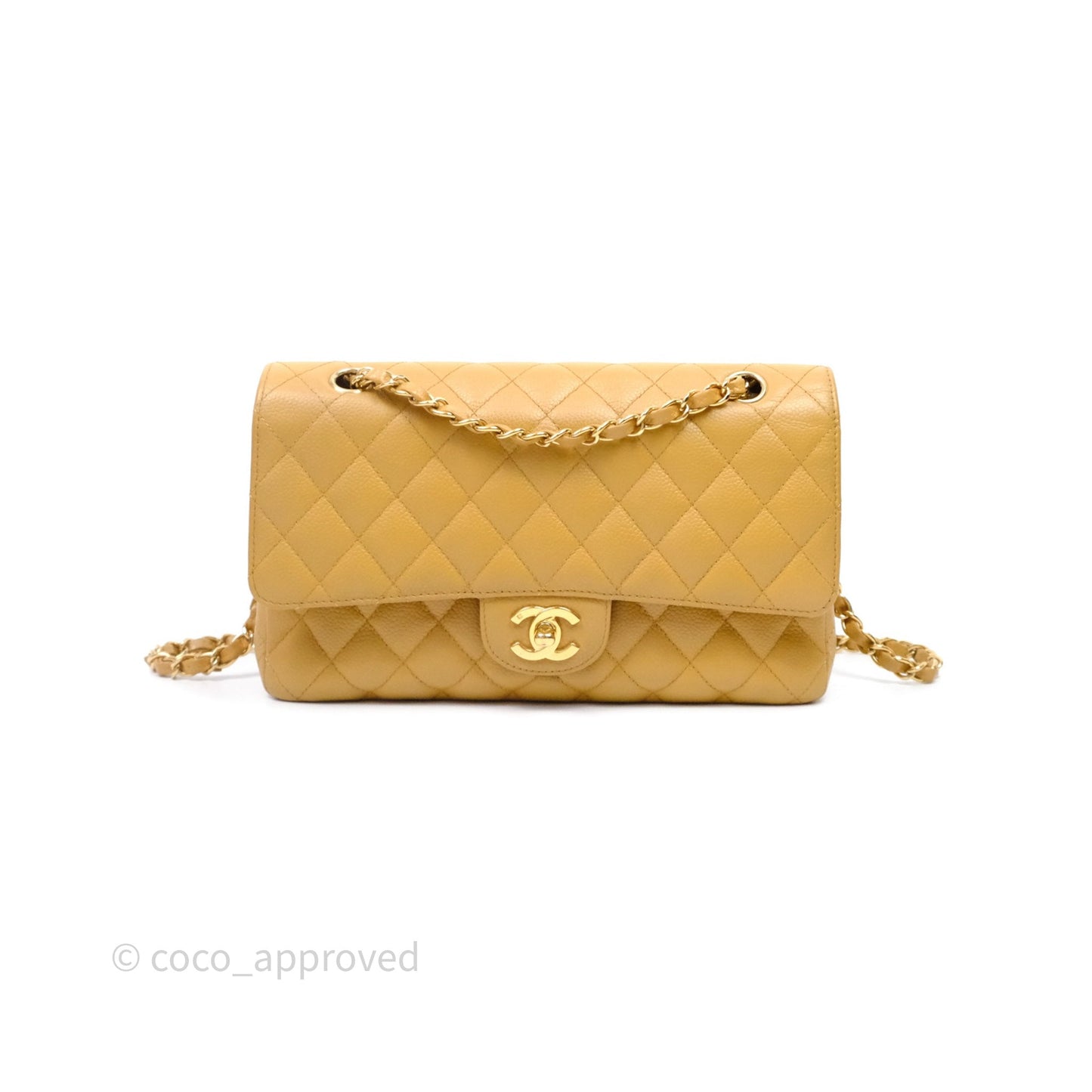 Chanel Medium Quilted  Flap Vintage Dark Beige Caviar 24K Gold Hardware