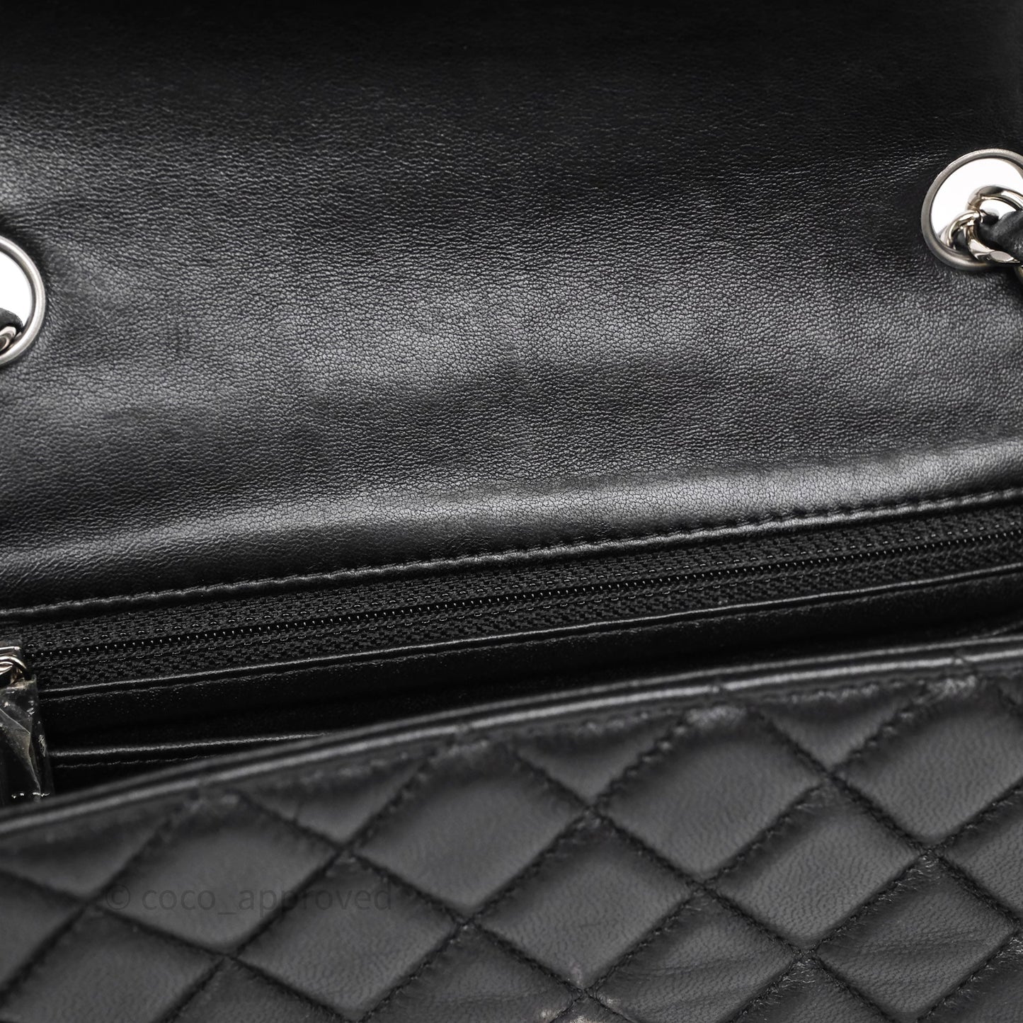 Chanel Quilted Mini Rectangular Flap Black Lambskin Silver Hardware