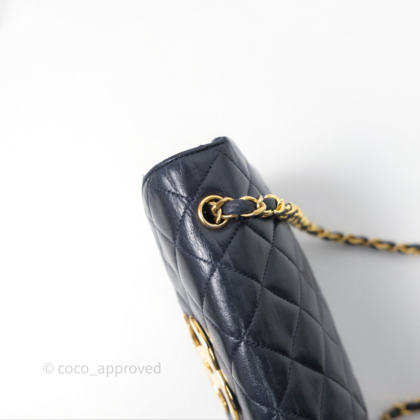 Chanel Vintage Flap Bag Quilted Navy Lambskin Gold Hardware