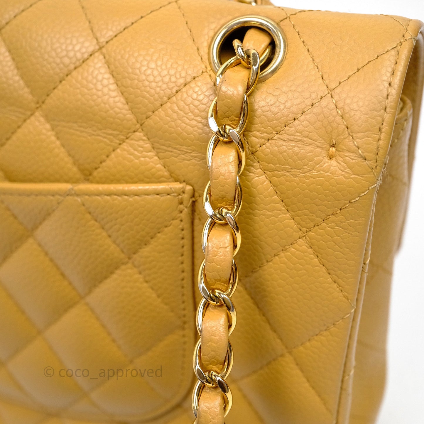 Chanel Medium Quilted  Flap Vintage Dark Beige Caviar 24K Gold Hardware