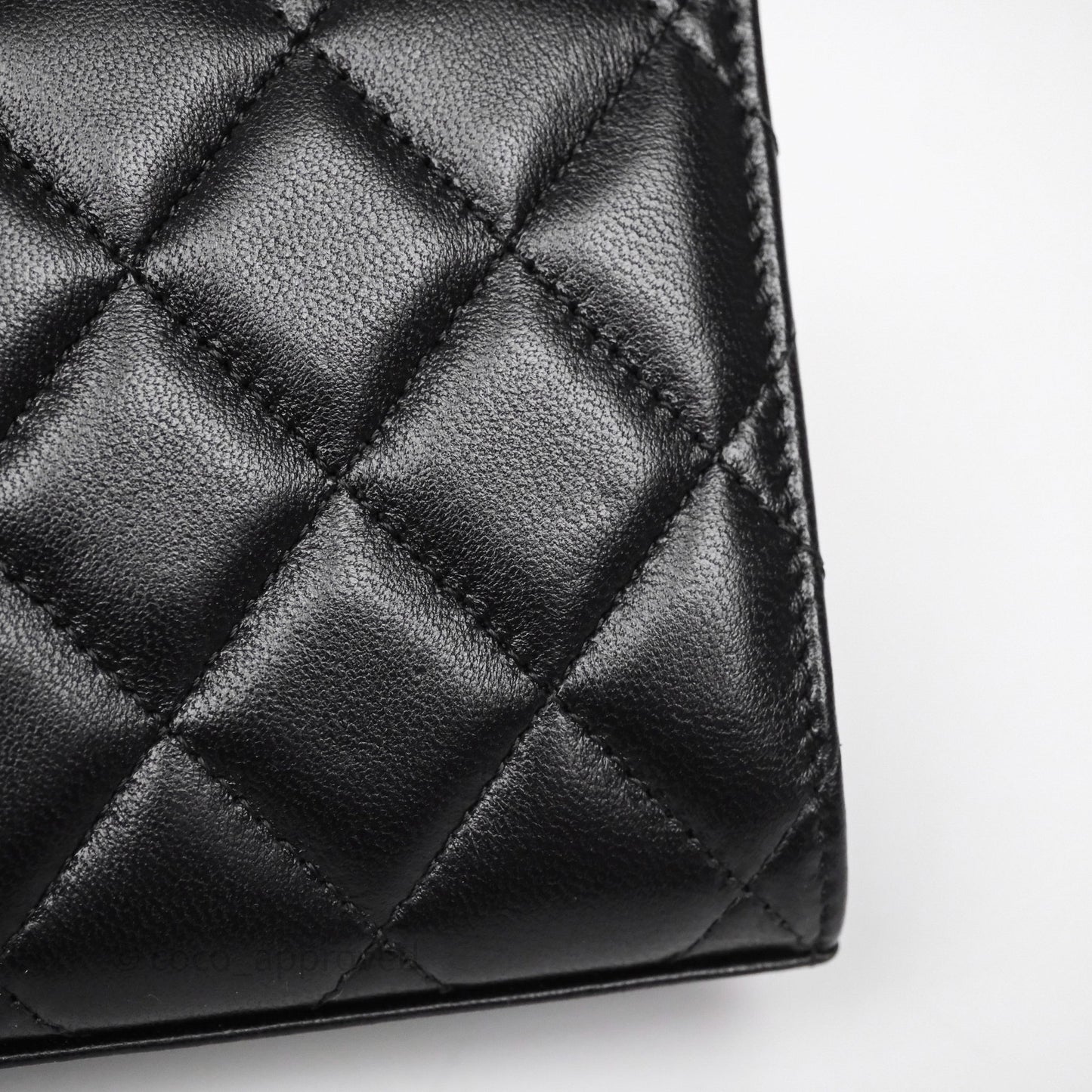 Chanel Mini Handle Clutch With Chain Black Lambskin Gold Hardware