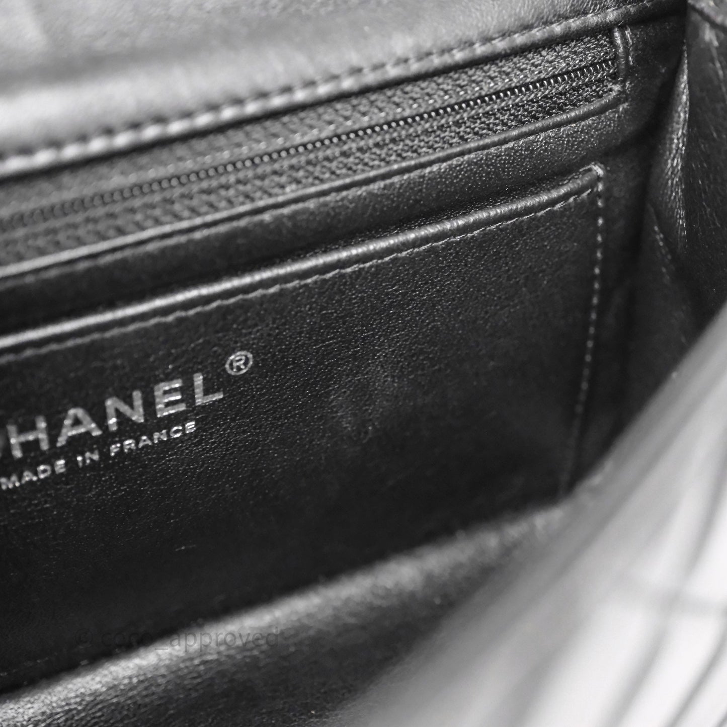 Chanel Quilted Mini Rectangular Flap Black Lambskin Silver Hardware