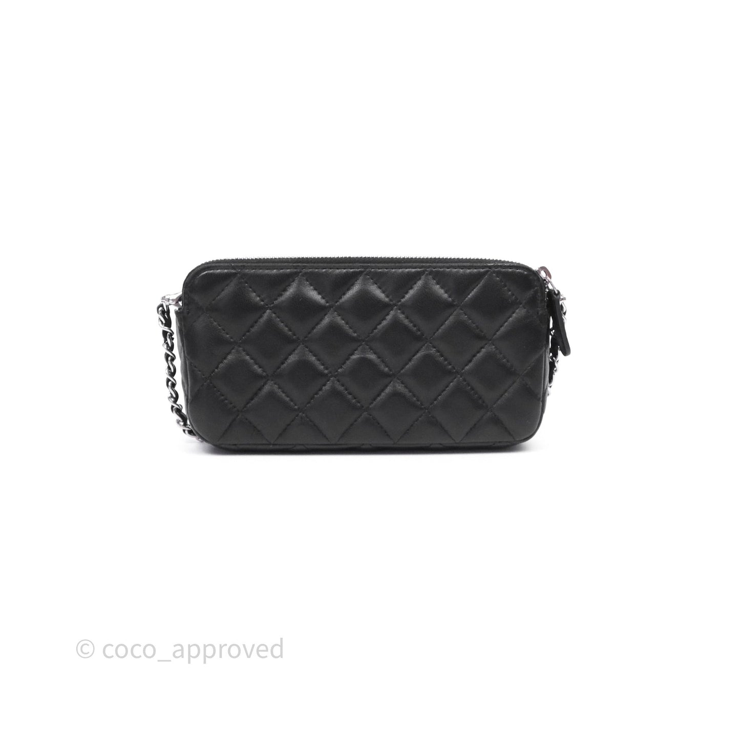 Chanel Clutch with Chain Black Lambskin Silver Hardware