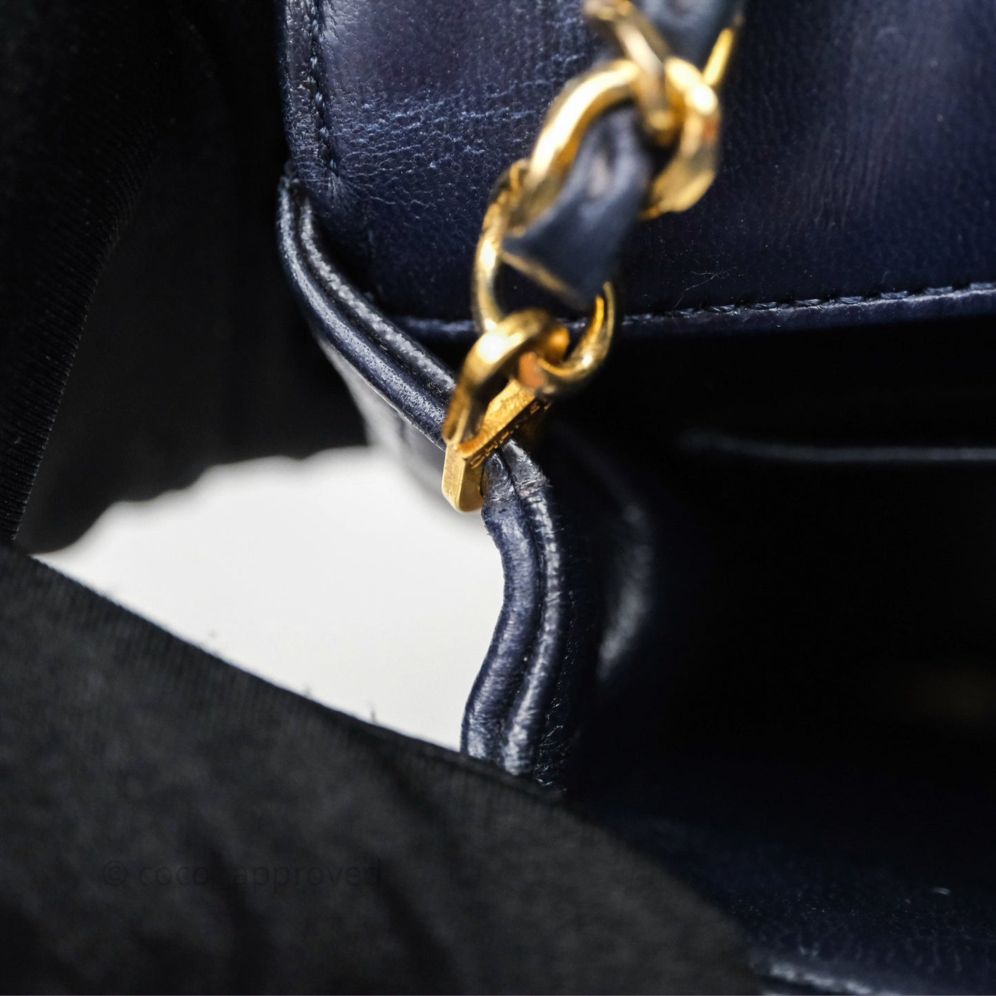 Chanel Vintage Flap Bag Quilted Navy Lambskin Gold Hardware