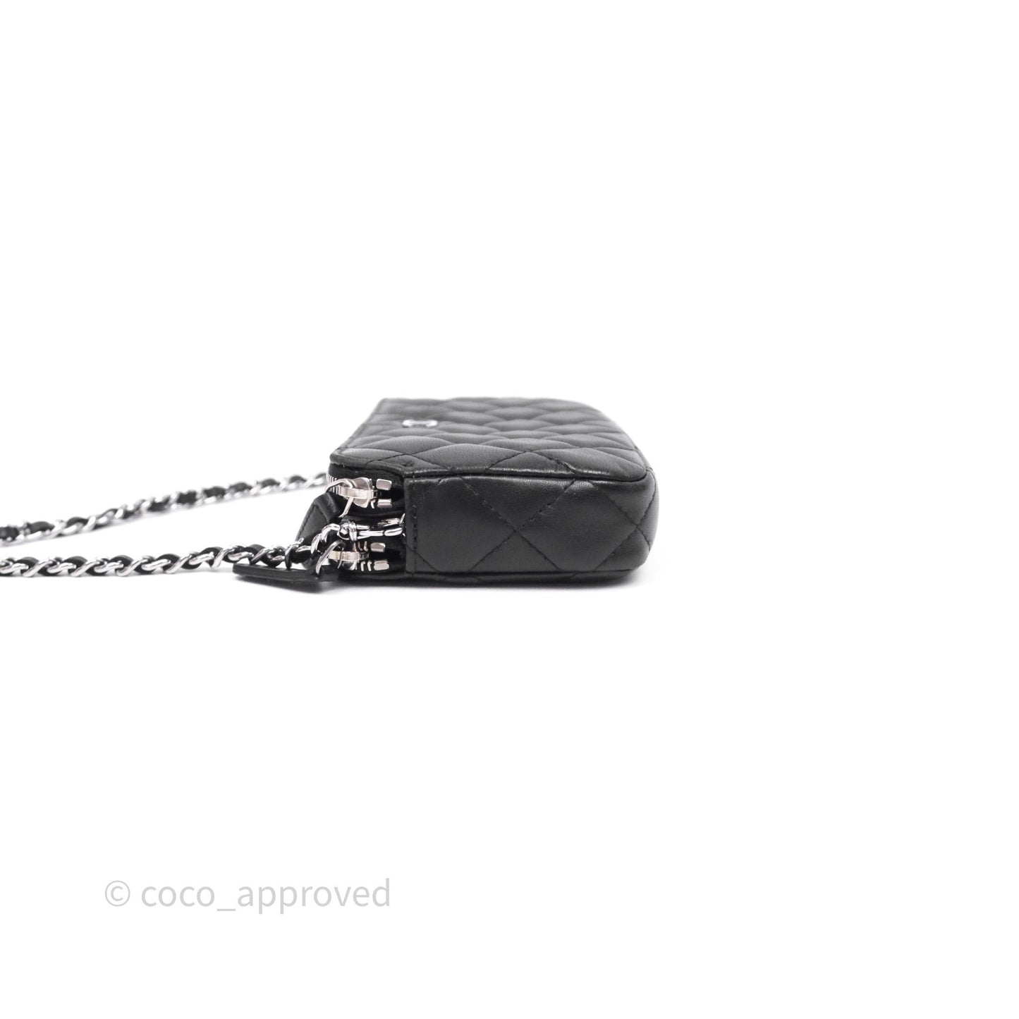 Chanel Clutch with Chain Black Lambskin Silver Hardware