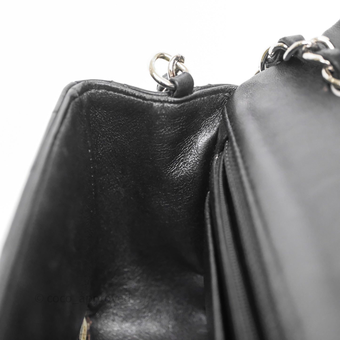 Chanel Quilted Mini Rectangular Flap Black Lambskin Silver Hardware