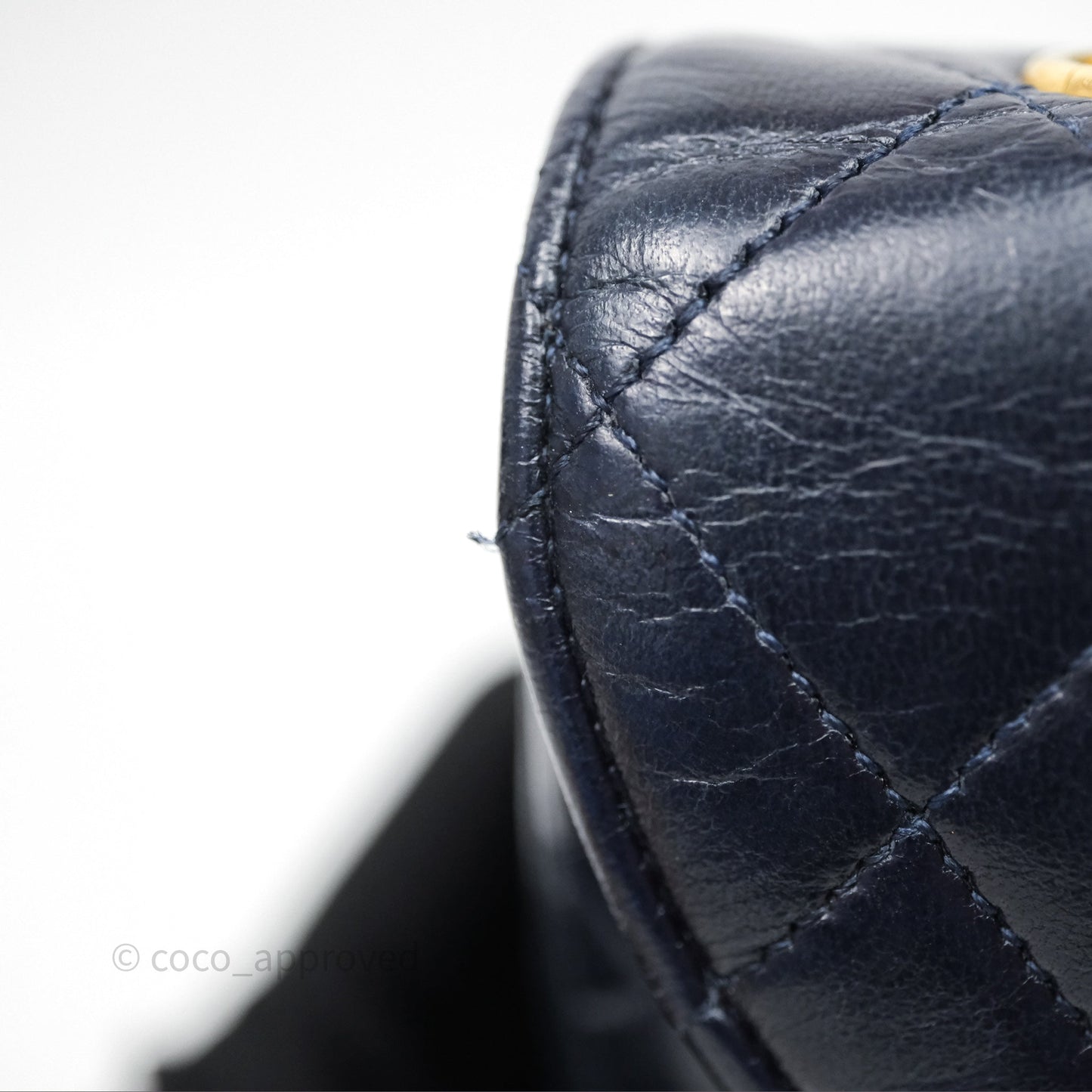 Chanel Vintage Flap Bag Quilted Navy Lambskin Gold Hardware
