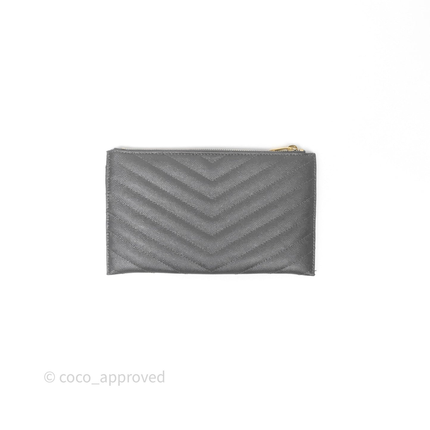 Saint Laurent Cassandre Matelasse Zipped Pouch Dark Grey Gold Hardware