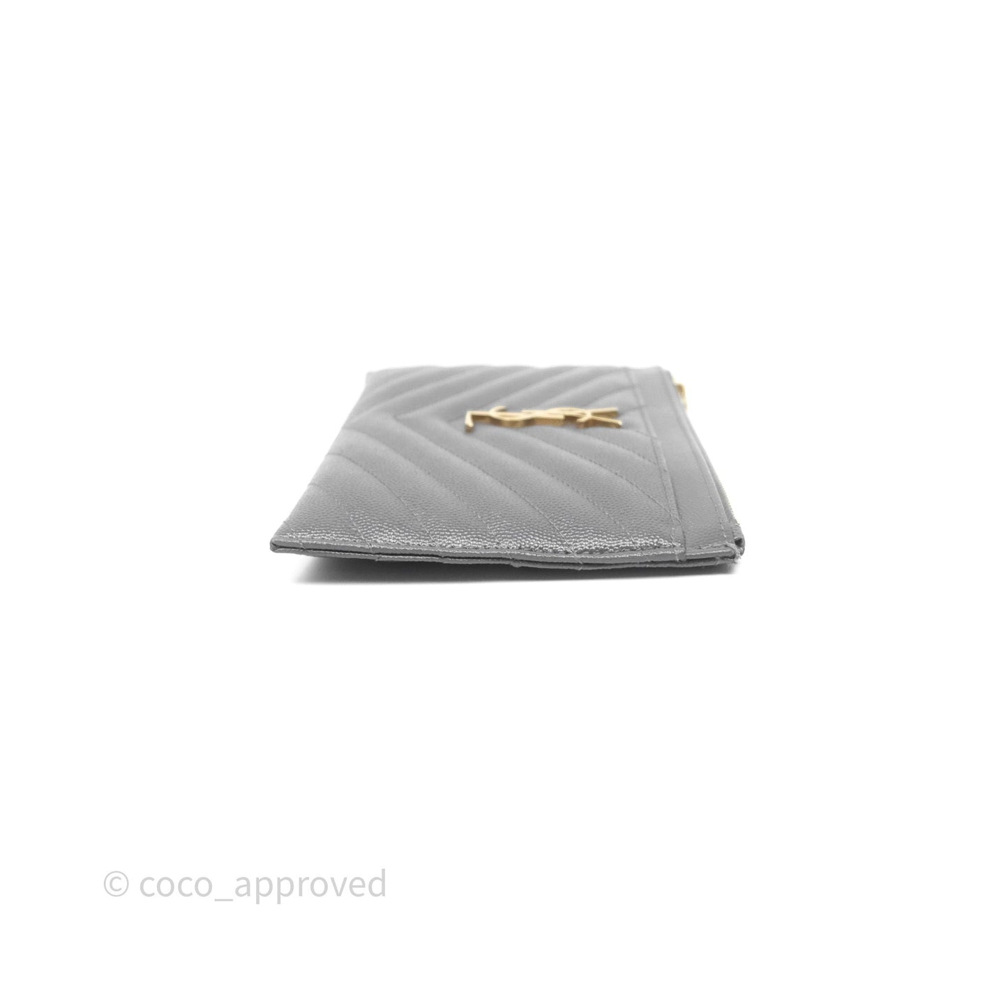 Saint Laurent Cassandre Matelasse Zipped Pouch Dark Grey Gold Hardware