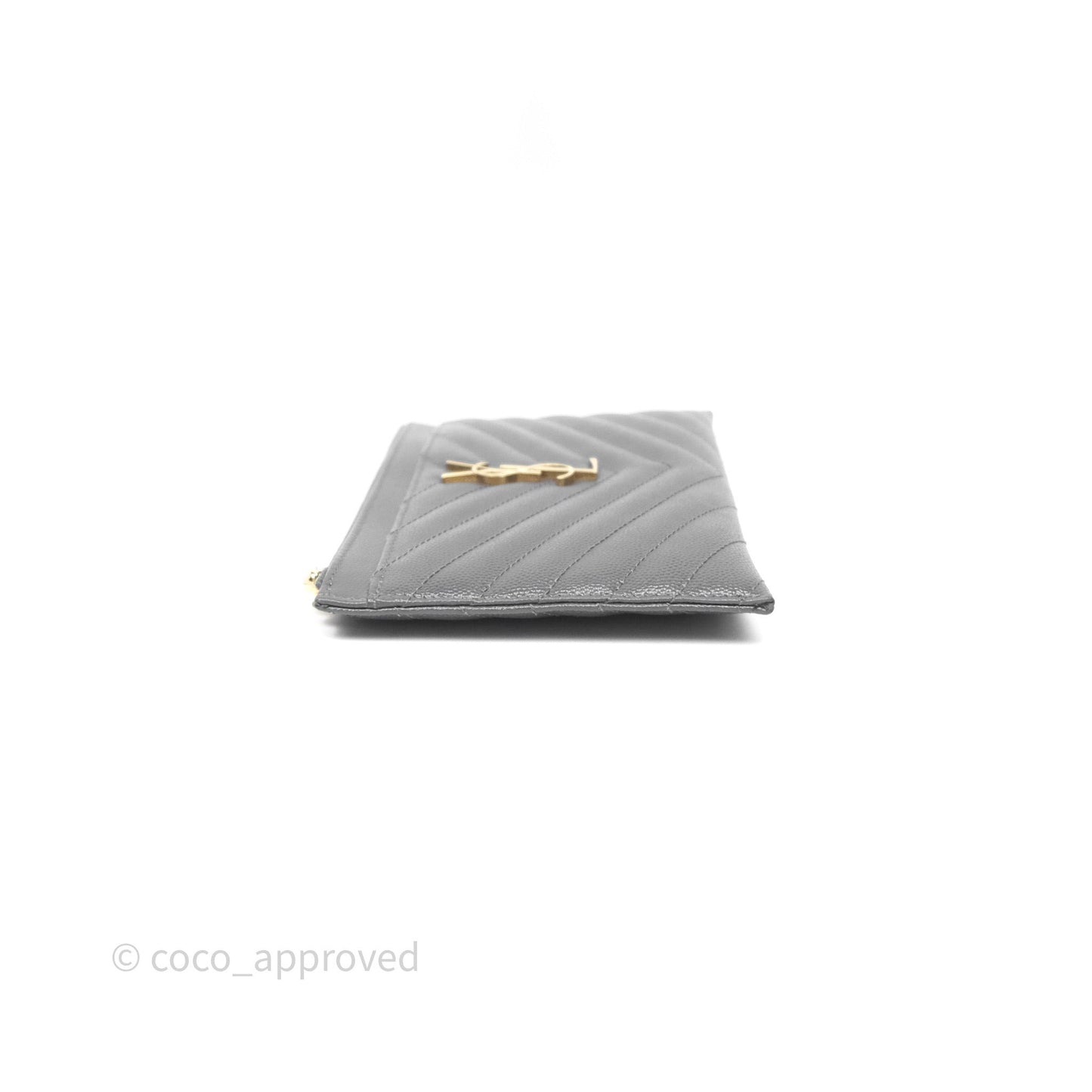 Saint Laurent Cassandre Matelasse Zipped Pouch Dark Grey Gold Hardware