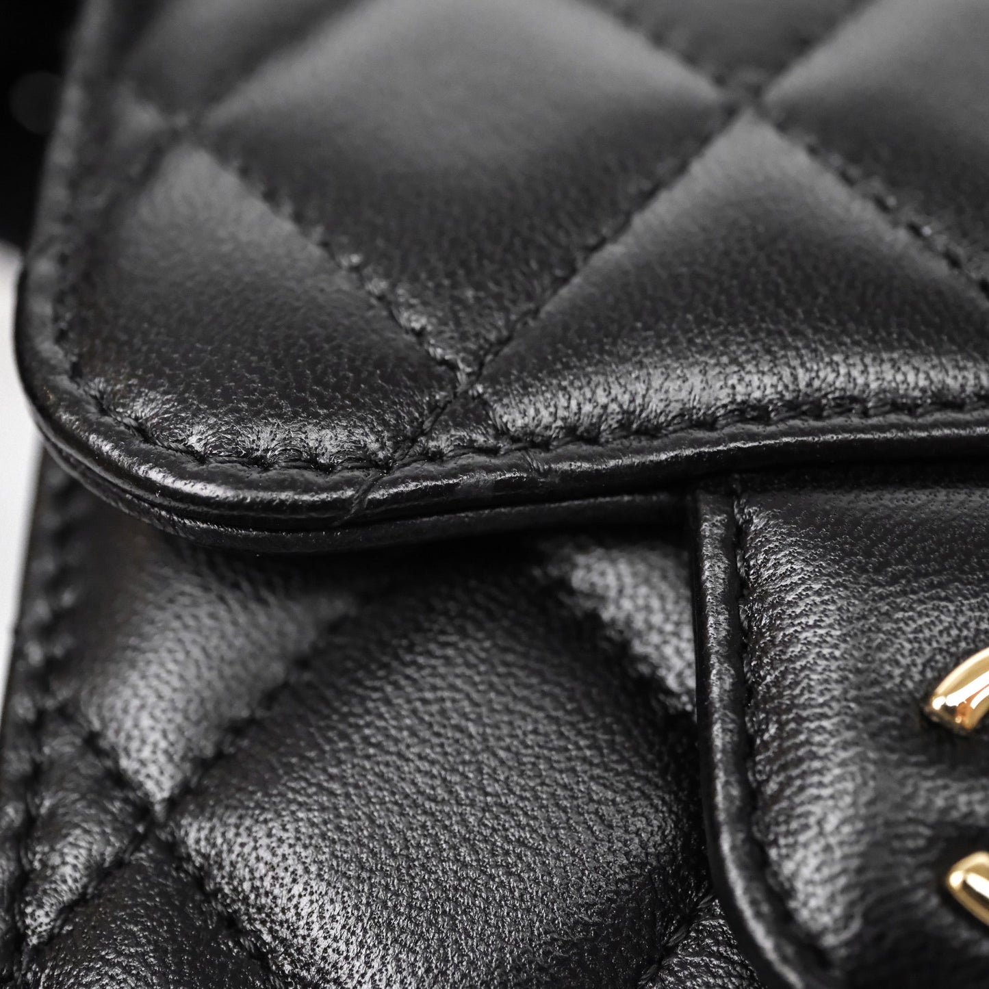 Chanel Mini Handle Clutch With Chain Black Lambskin Gold Hardware