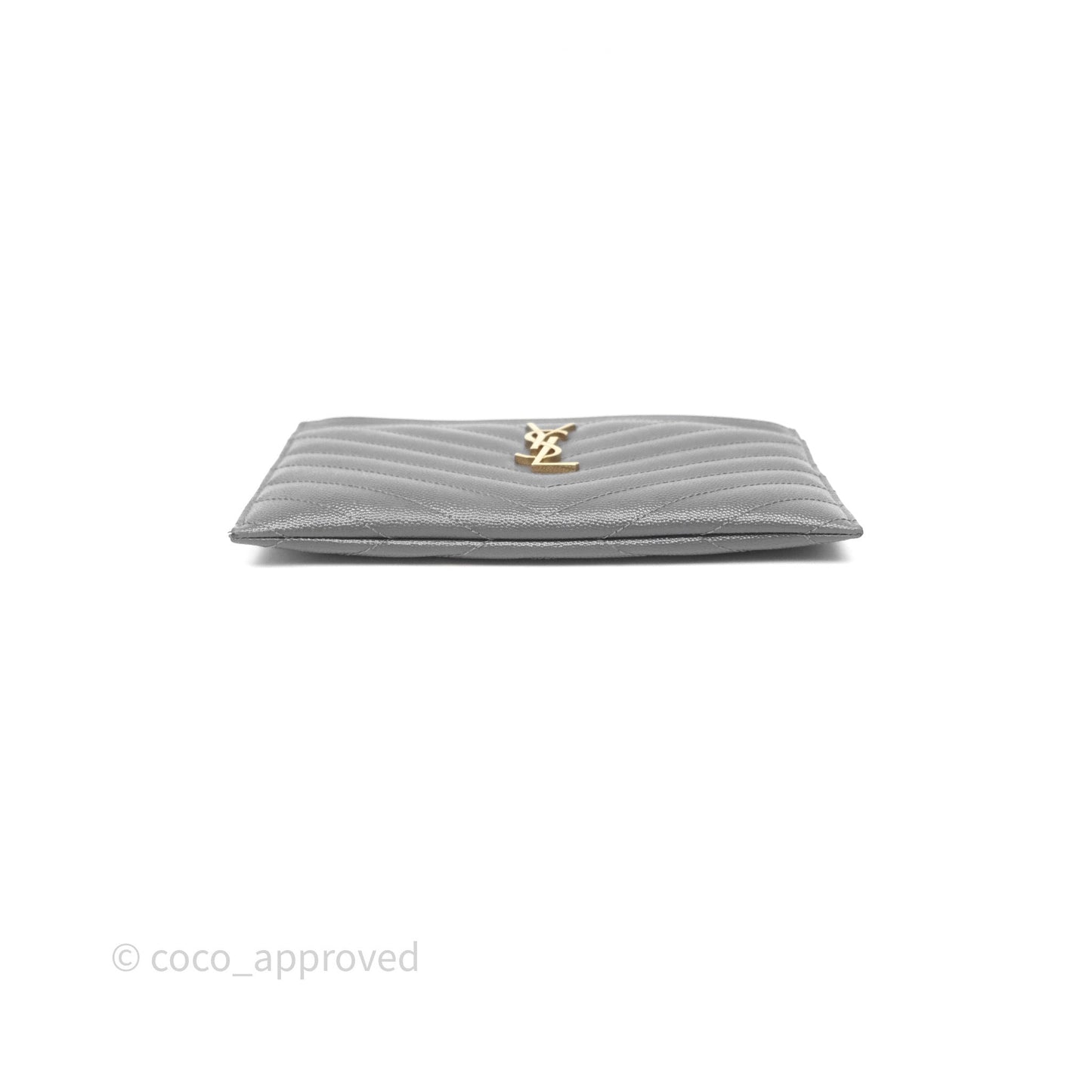 Saint Laurent Cassandre Matelasse Zipped Pouch Dark Grey Gold Hardware