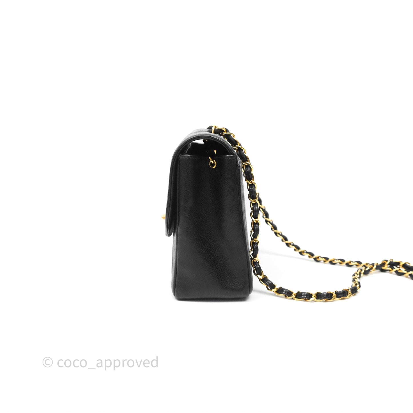 Chanel Vintage Medium Classic Diana Flap Bag Black Caviar 24K Gold Hardware