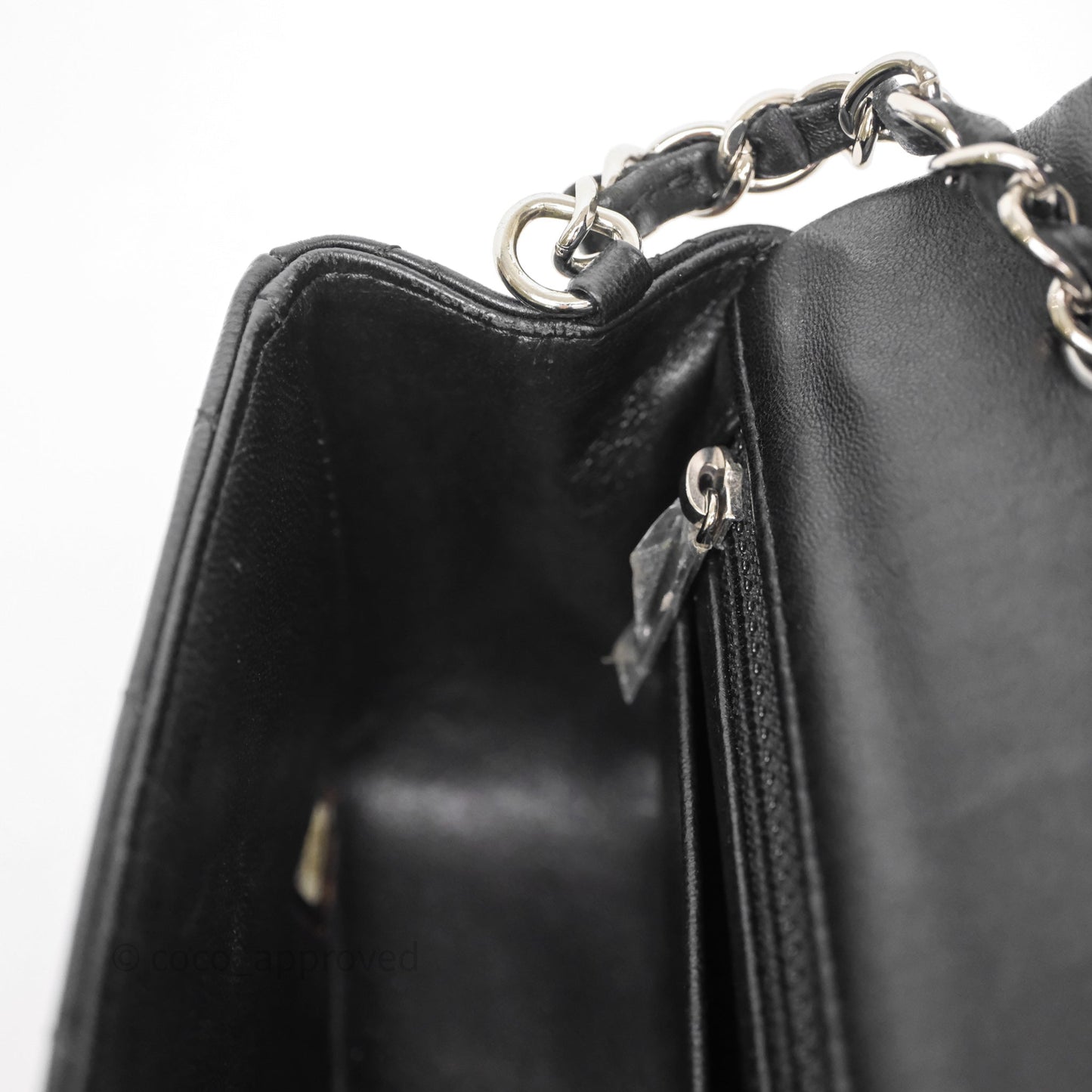 Chanel Quilted Mini Rectangular Flap Black Lambskin Silver Hardware