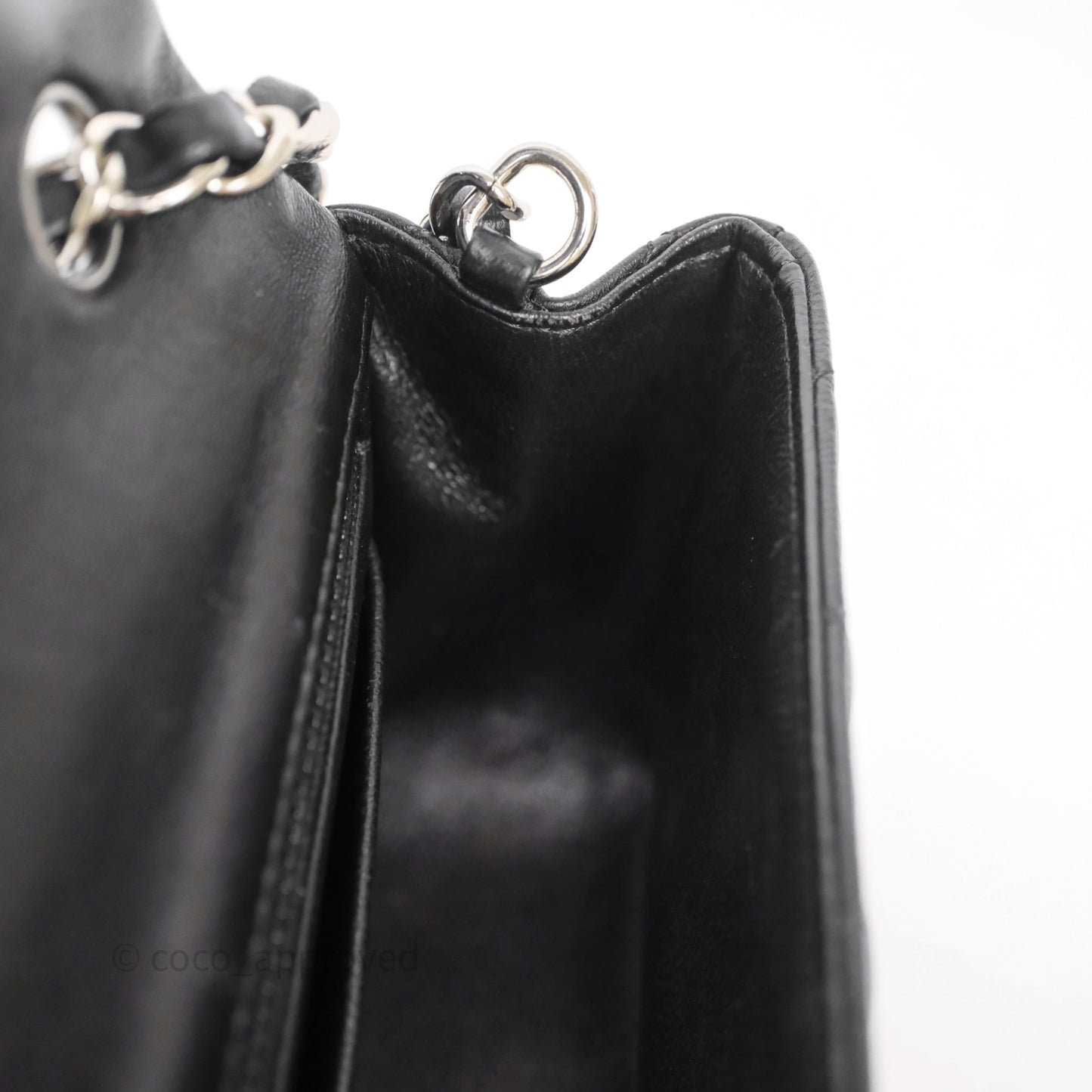 Chanel Quilted Mini Rectangular Flap Black Lambskin Silver Hardware