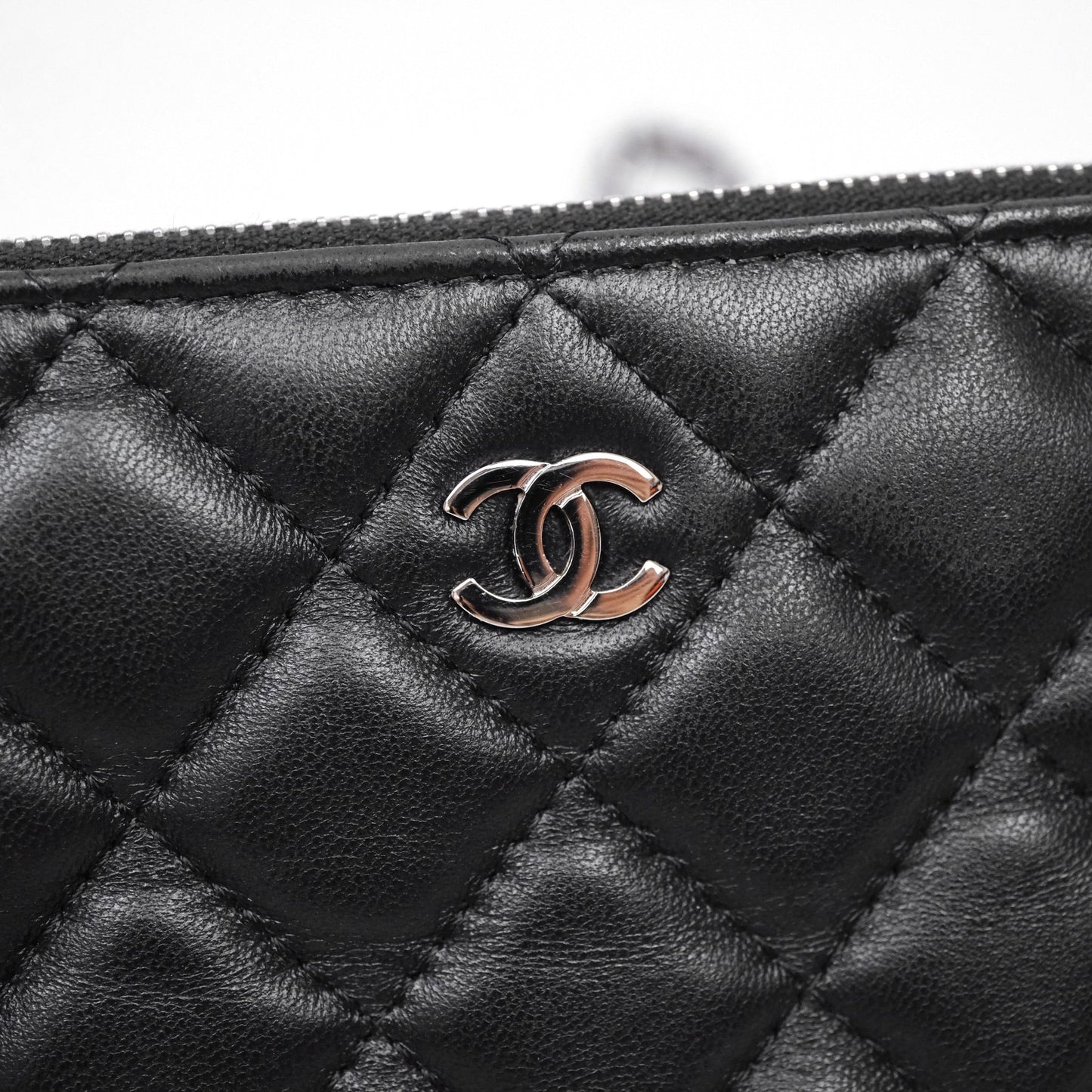 Chanel Clutch with Chain Black Lambskin Silver Hardware