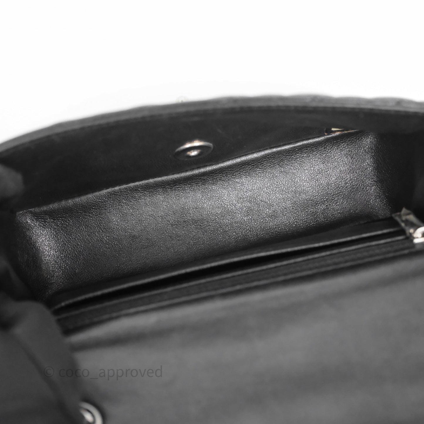 Chanel Quilted Mini Rectangular Flap Black Lambskin Silver Hardware