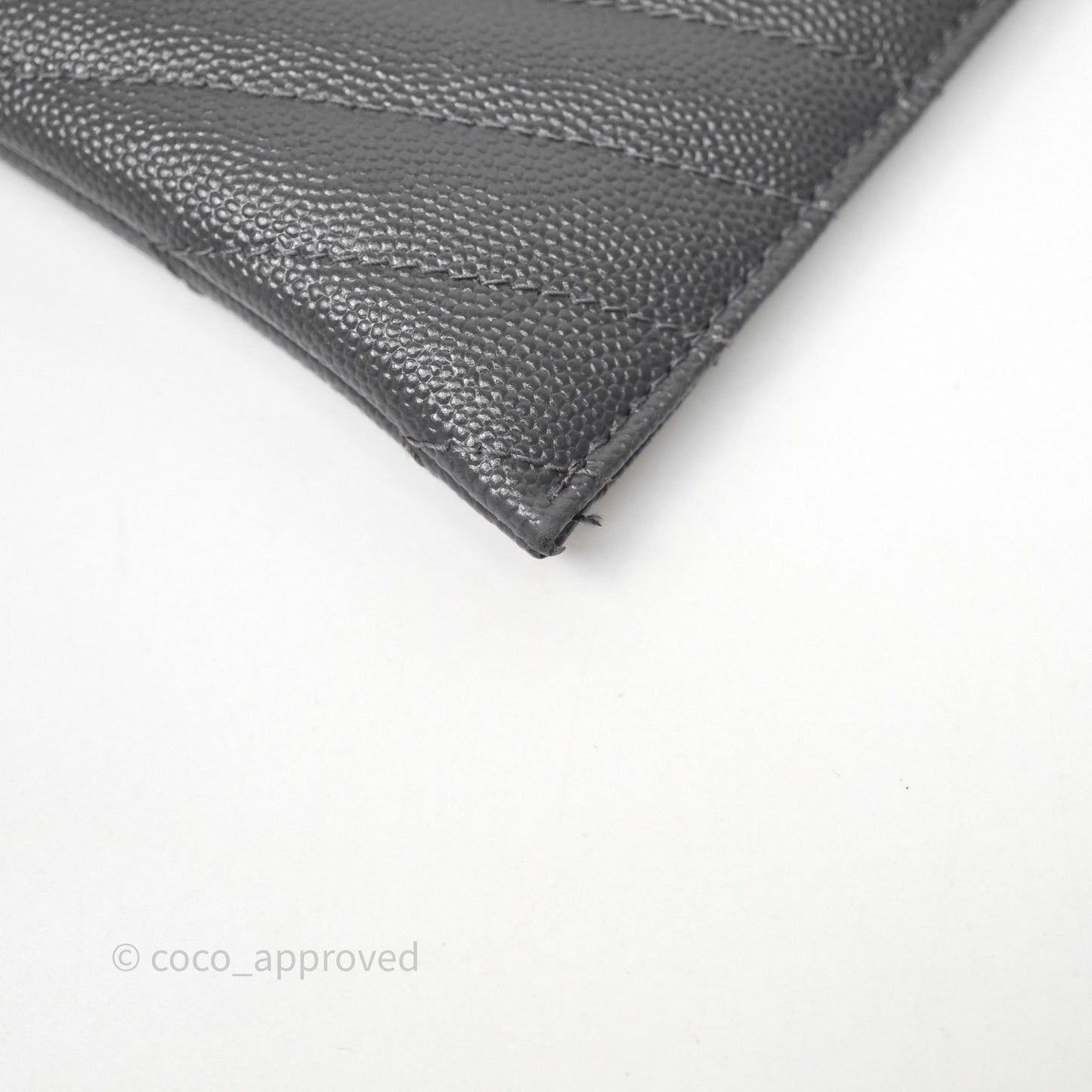Saint Laurent Cassandre Matelasse Zipped Pouch Dark Grey Gold Hardware