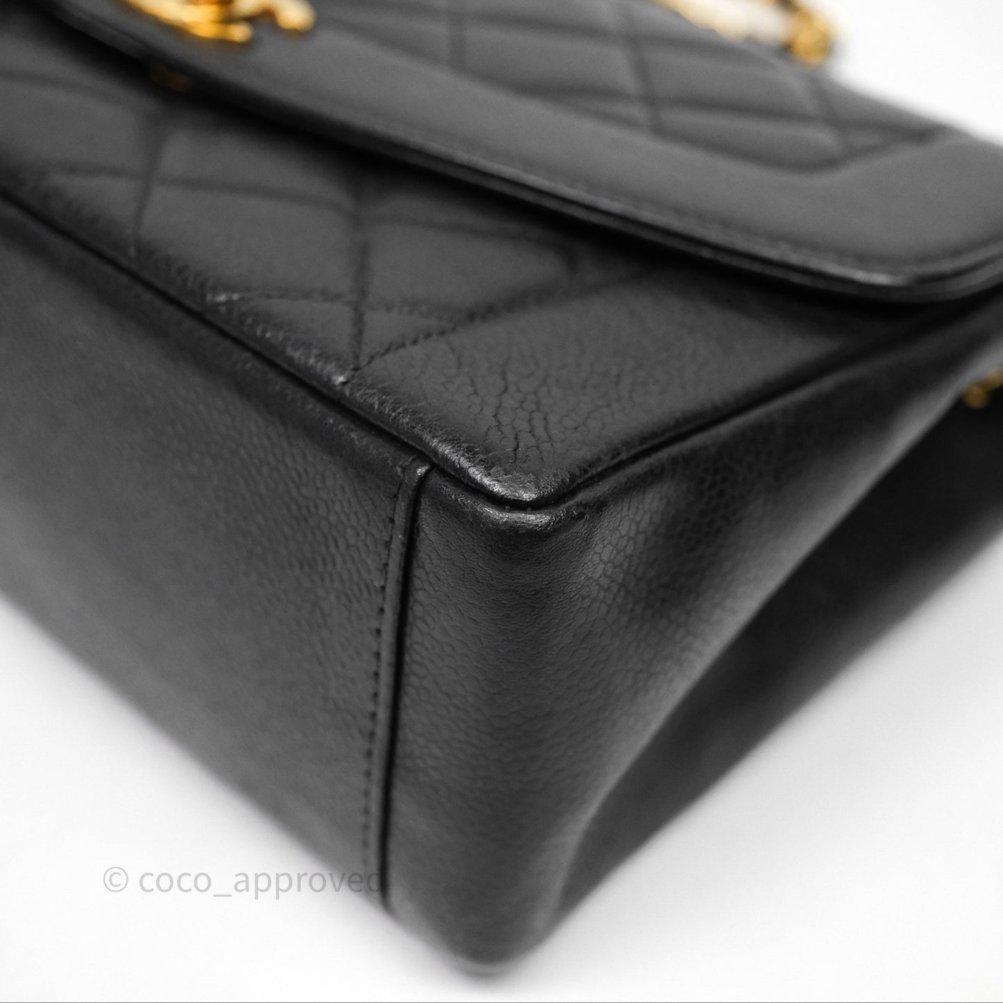 Chanel Vintage Medium Classic Diana Flap Bag Black Caviar 24K Gold Hardware