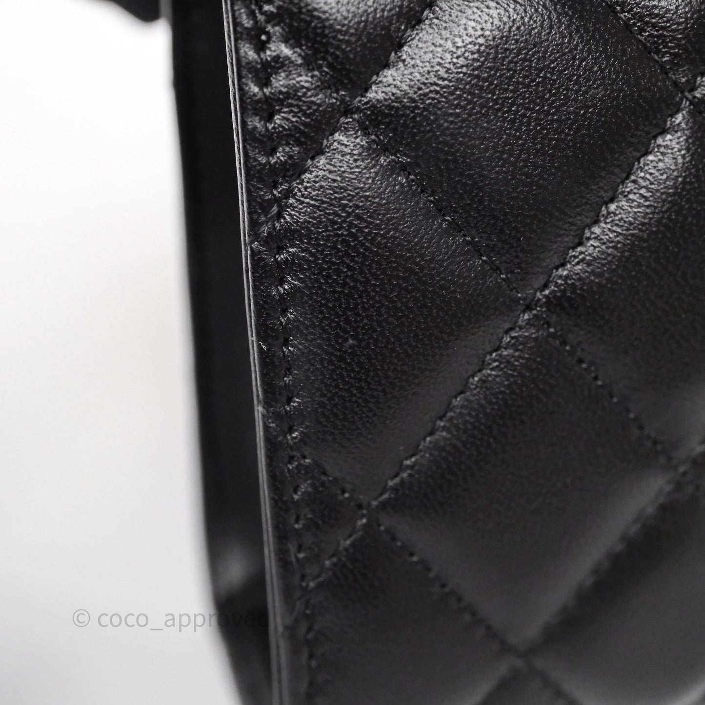 Chanel Mini Handle Clutch With Chain Black Lambskin Gold Hardware