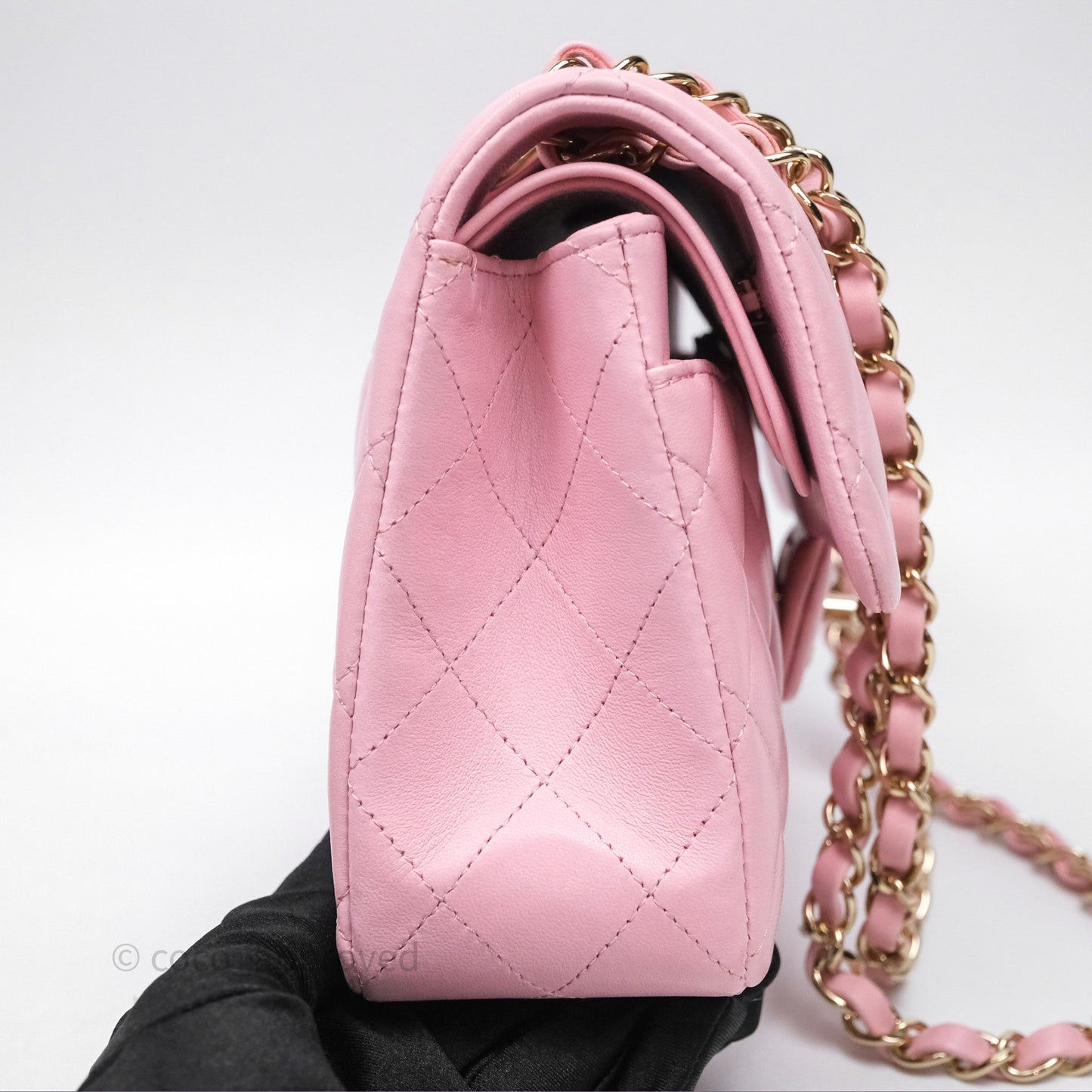 Chanel Small Classic Quilted Flap Pink Lambskin Gold Hardware