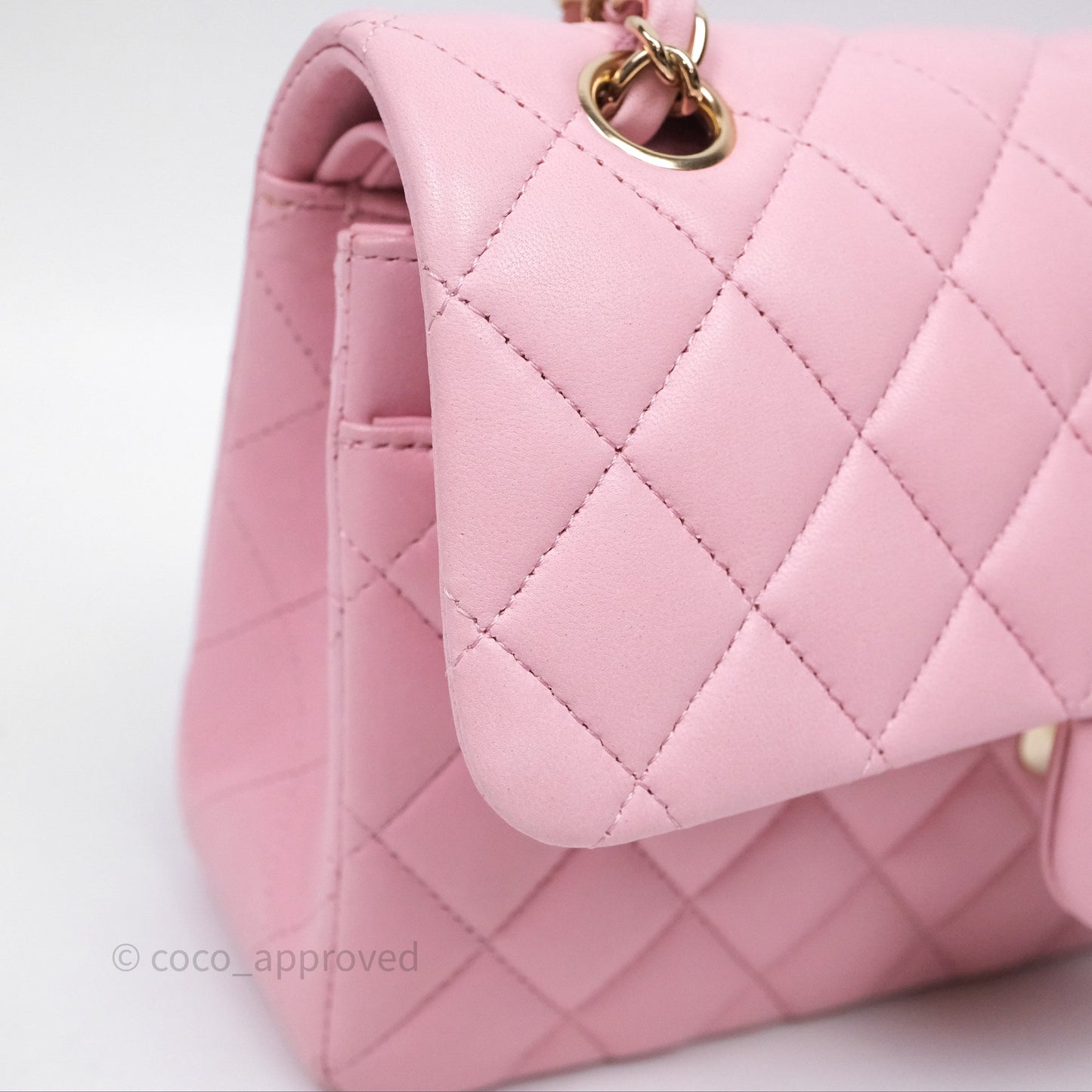 Chanel Small Classic Quilted Flap Pink Lambskin Gold Hardware