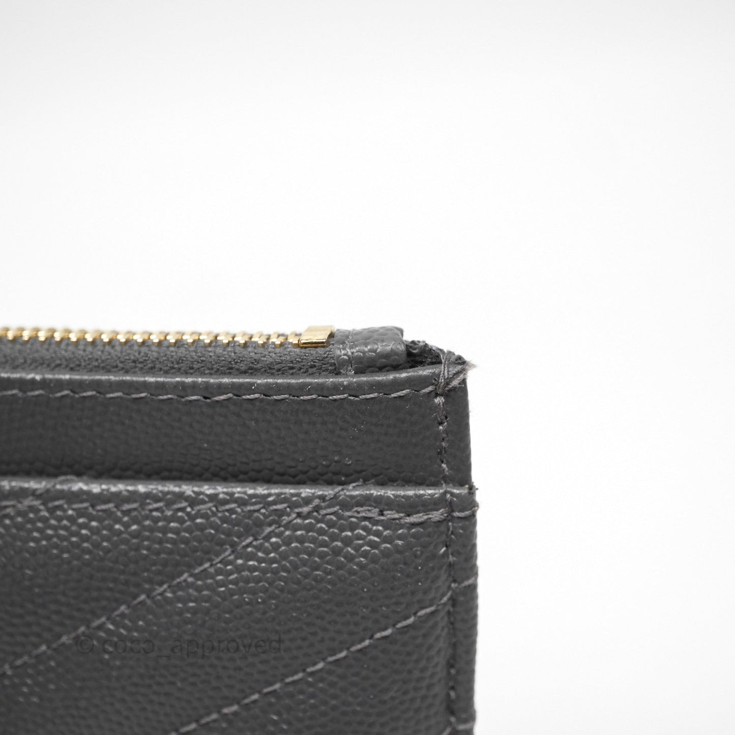 Saint Laurent Cassandre Matelasse Zipped Pouch Dark Grey Gold Hardware