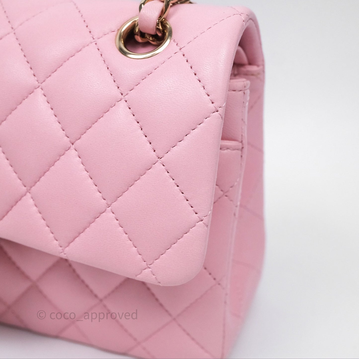 Chanel Small Classic Quilted Flap Pink Lambskin Gold Hardware