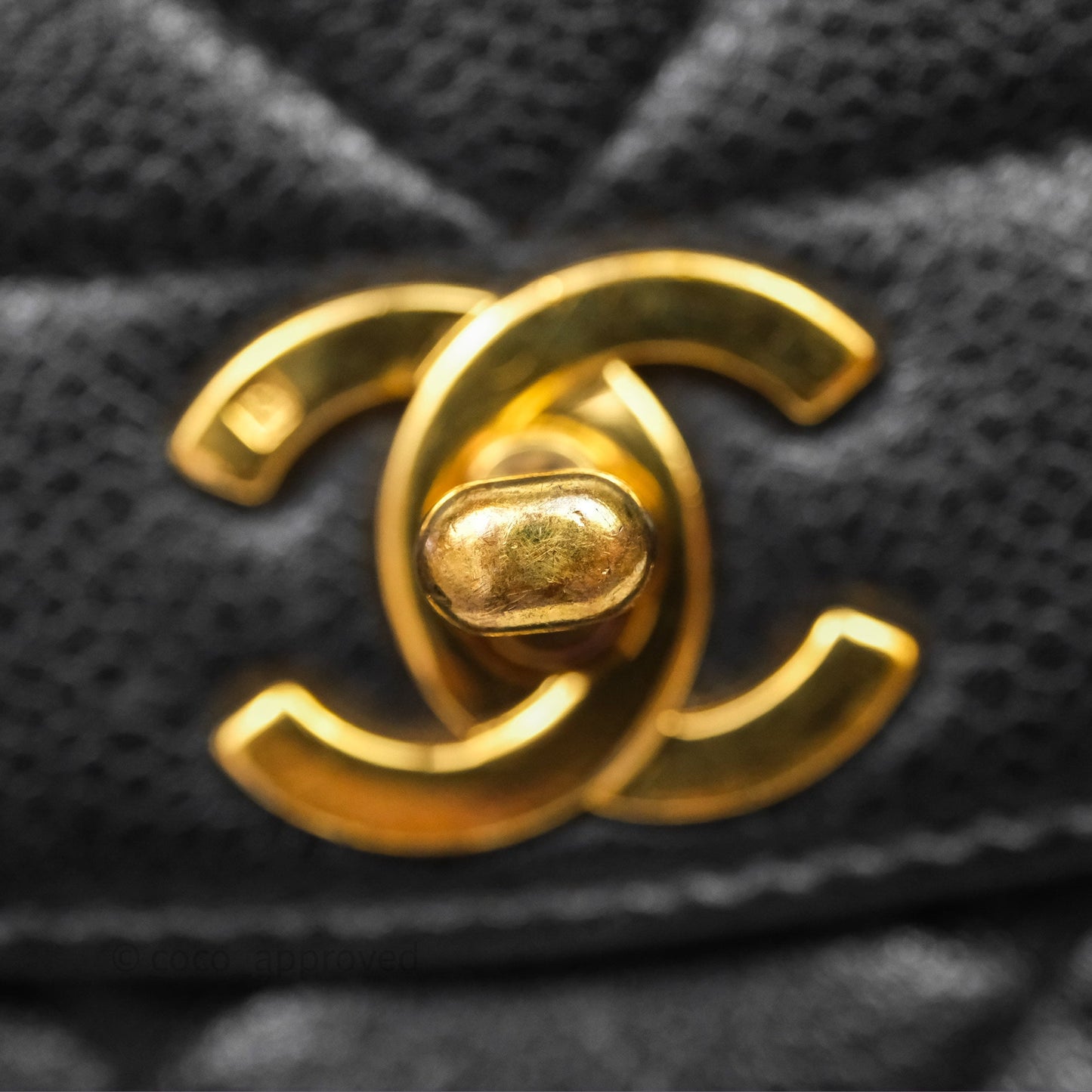 Chanel Vintage Medium Classic Diana Flap Bag Black Caviar 24K Gold Hardware
