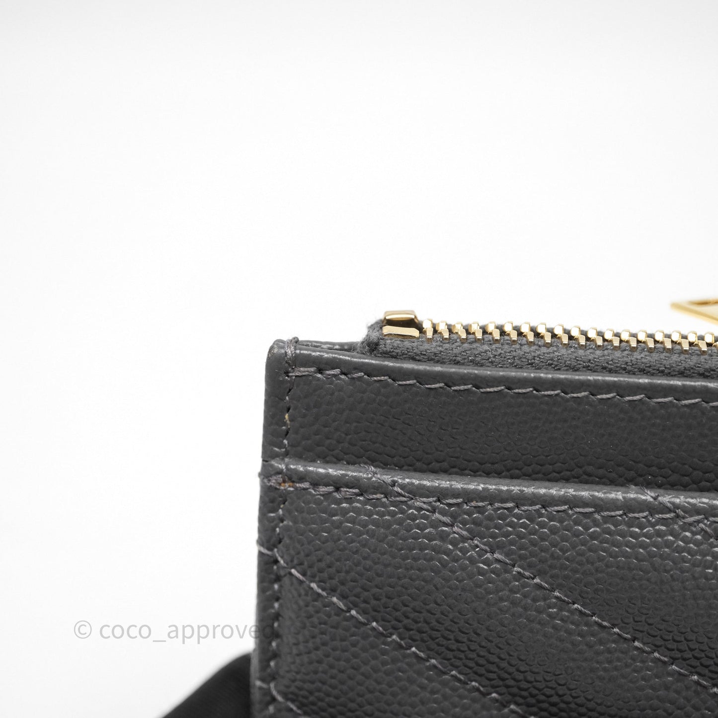 Saint Laurent Cassandre Matelasse Zipped Pouch Dark Grey Gold Hardware