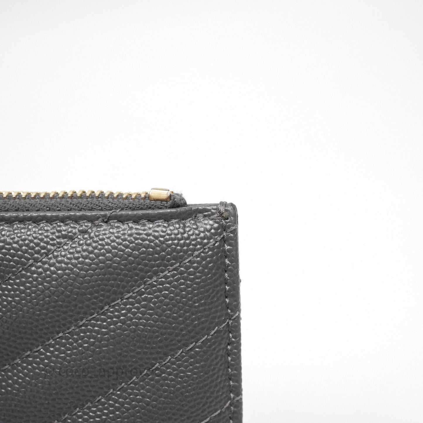 Saint Laurent Cassandre Matelasse Zipped Pouch Dark Grey Gold Hardware