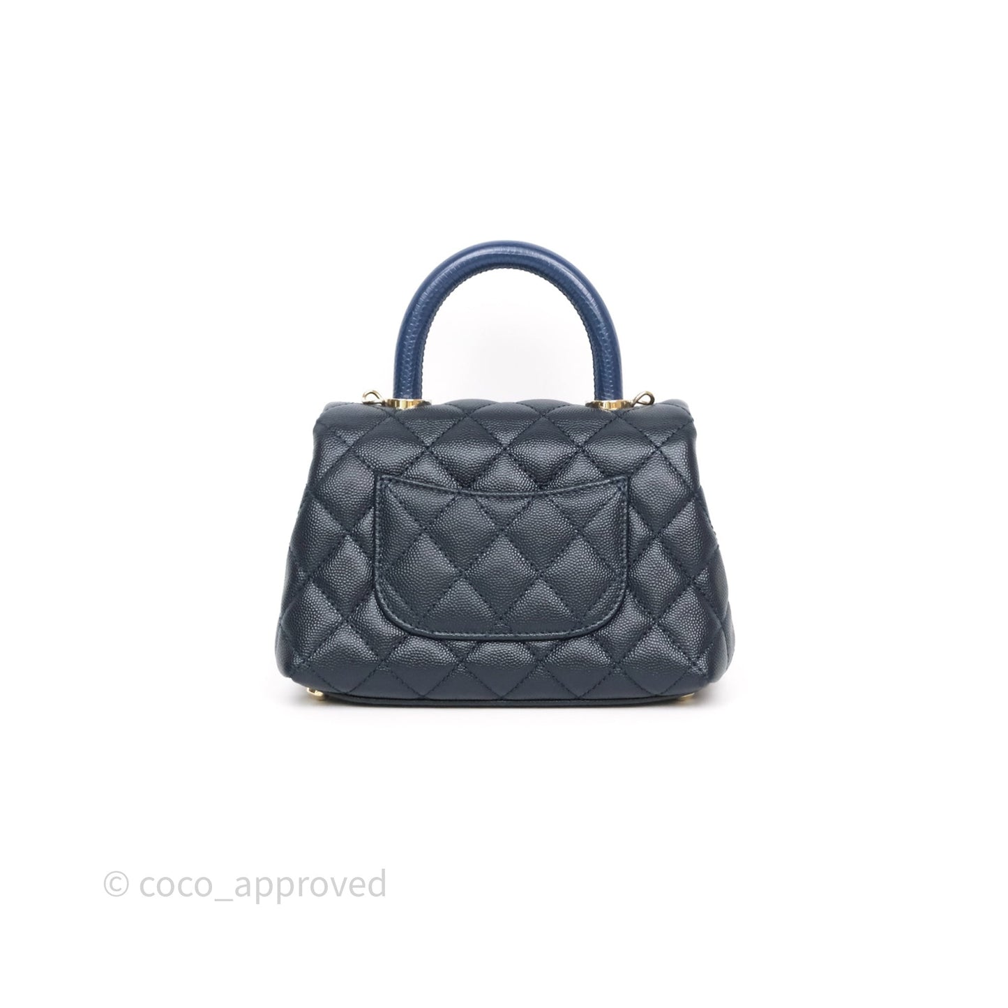 Chanel Mini Coco Handle Quilted Navy Caviar Gold Hardware
