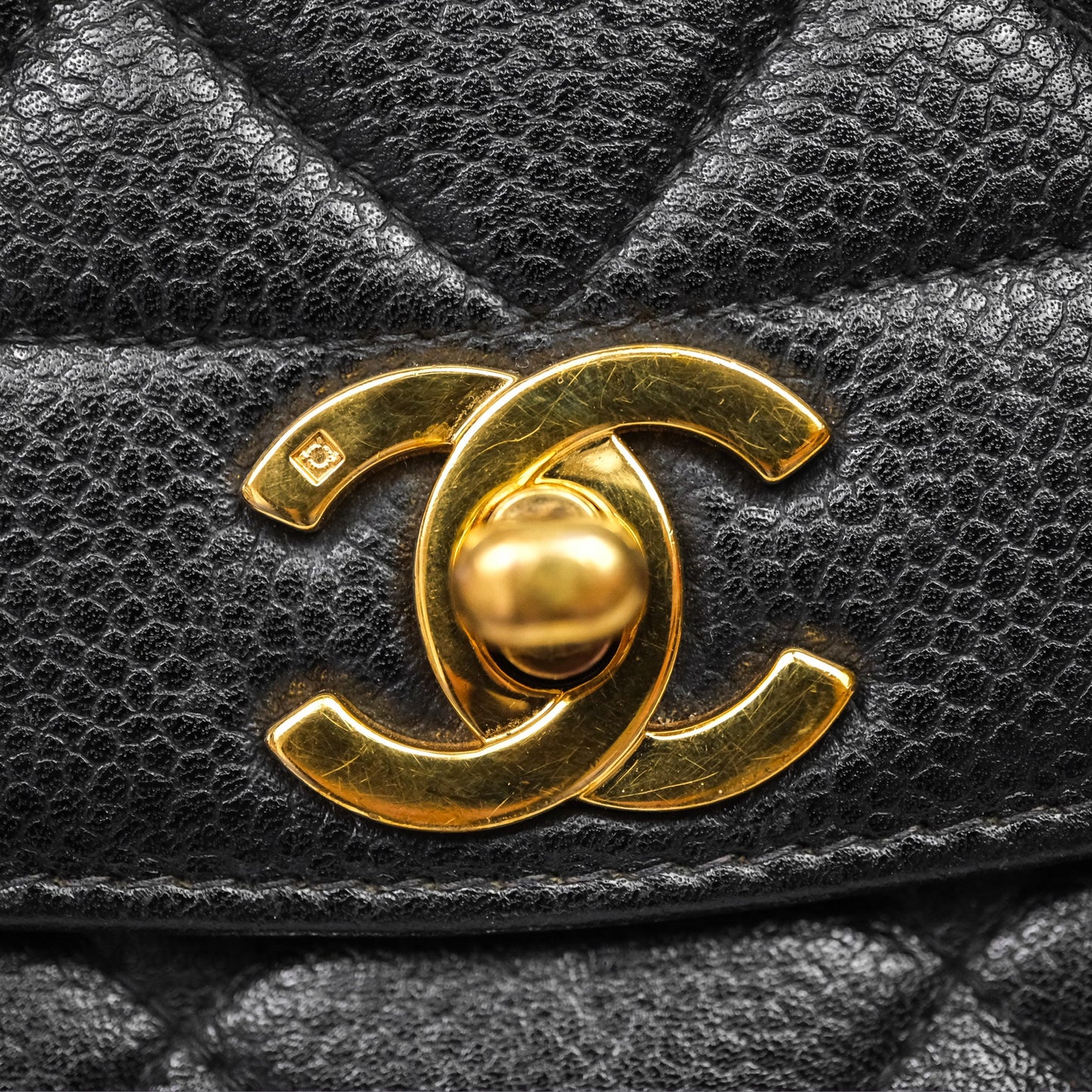 Chanel Vintage Medium Classic Diana Flap Bag Black Caviar 24K Gold Hardware