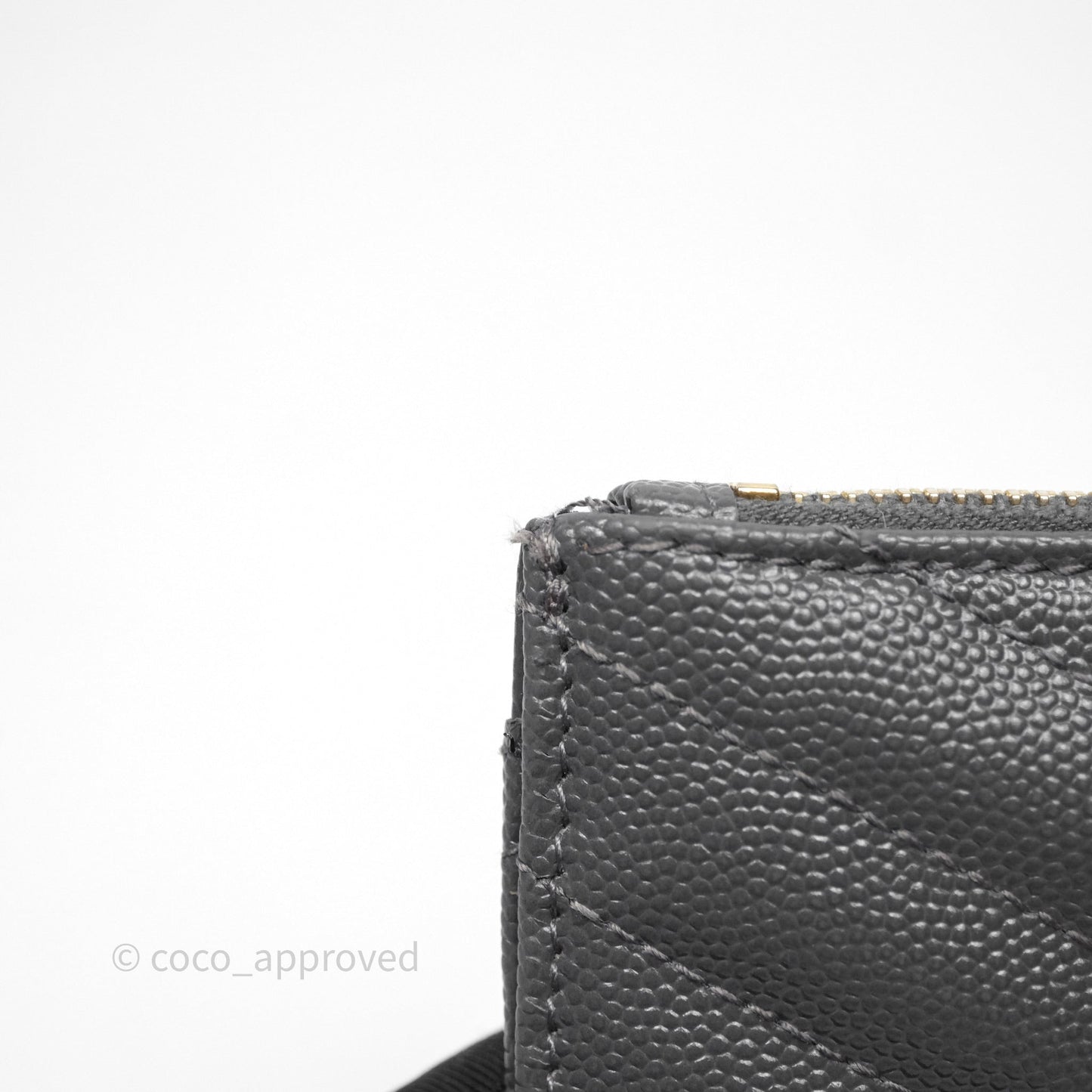 Saint Laurent Cassandre Matelasse Zipped Pouch Dark Grey Gold Hardware