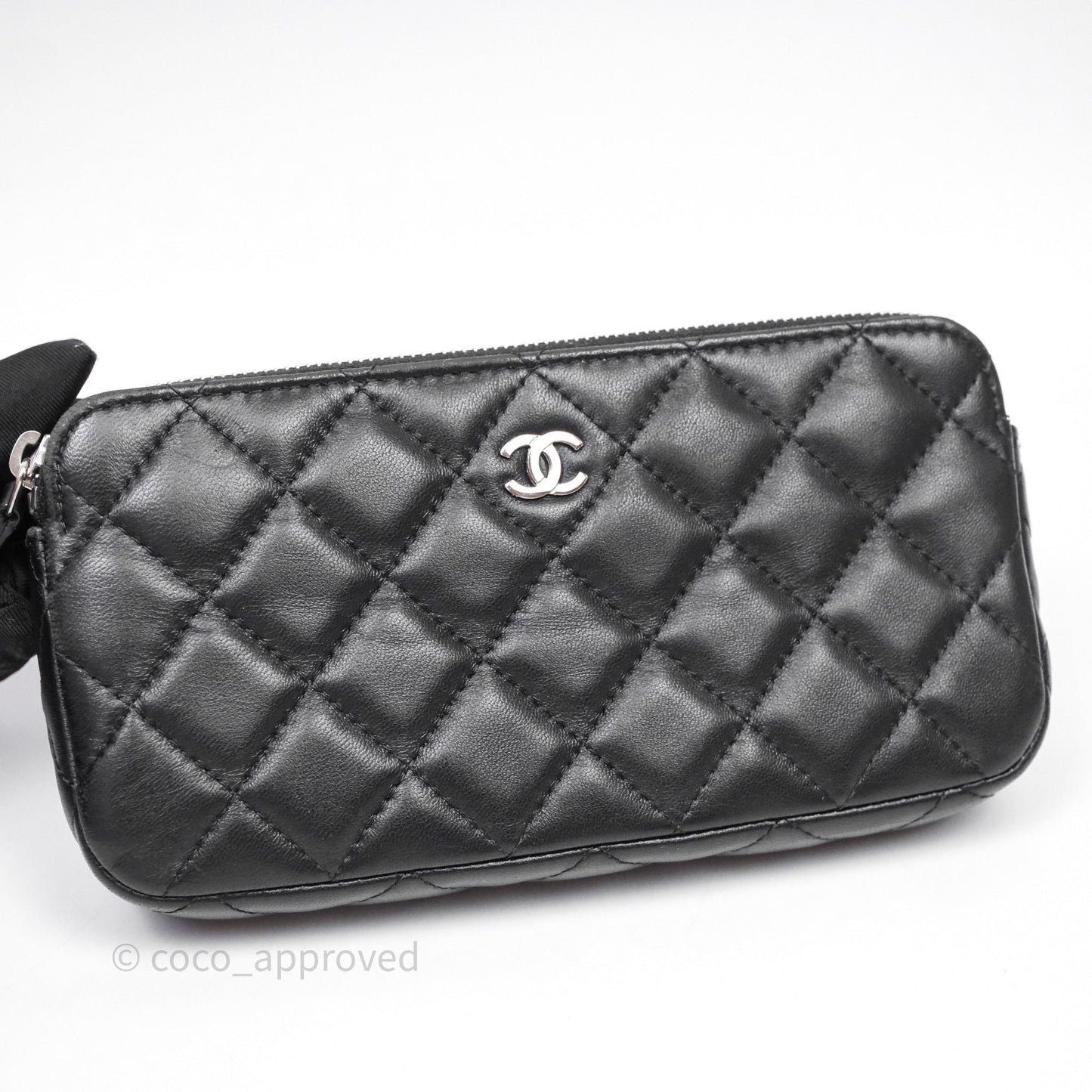 Chanel Clutch with Chain Black Lambskin Silver Hardware