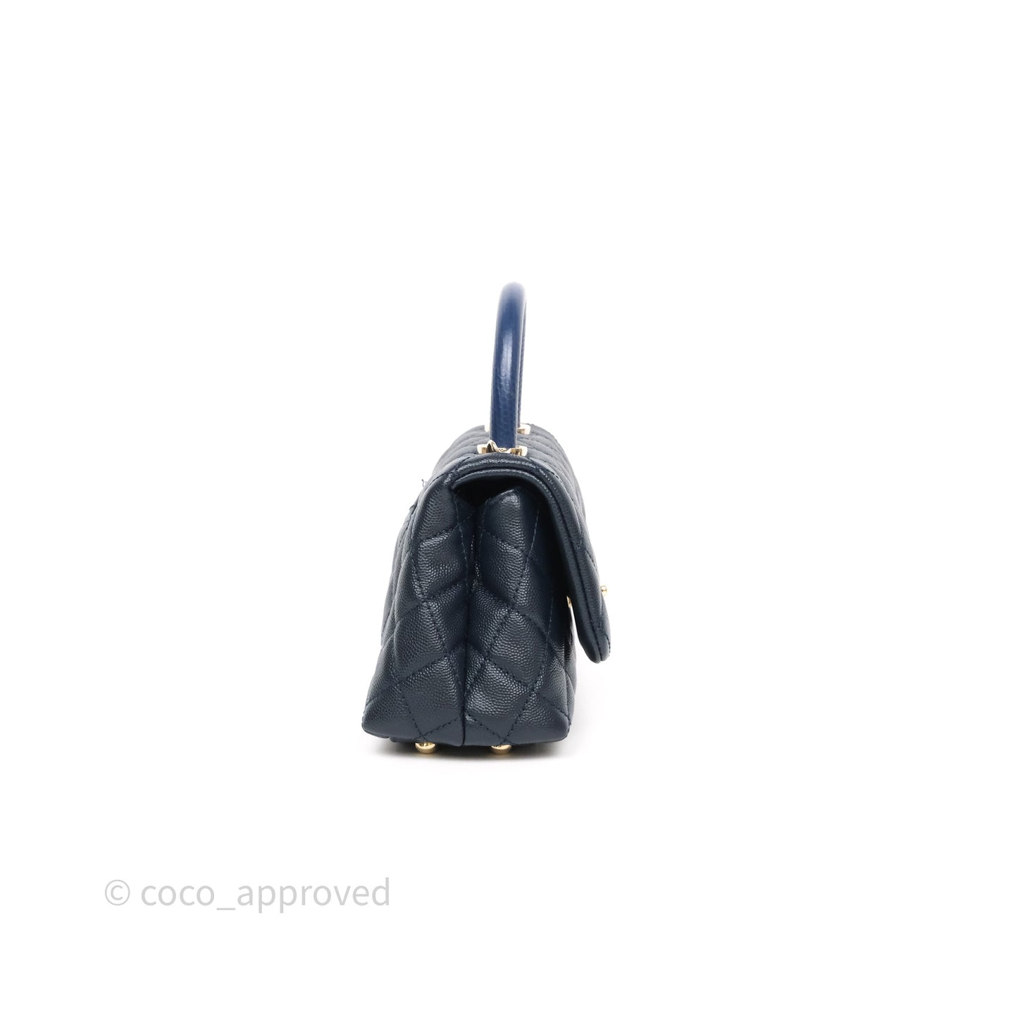 Chanel Mini Coco Handle Quilted Navy Caviar Gold Hardware